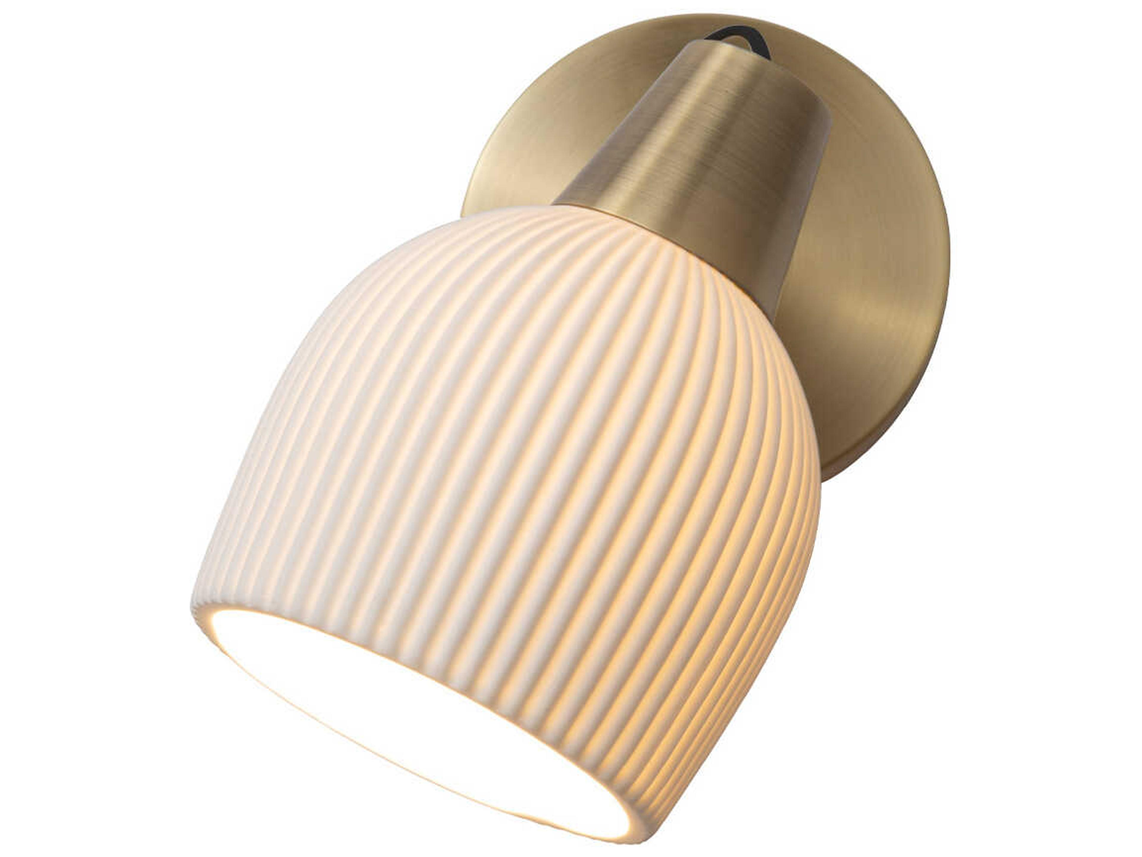 Nova Bone Porcelain Petaluma 1-Light Weathered Brass White Wall Sconce