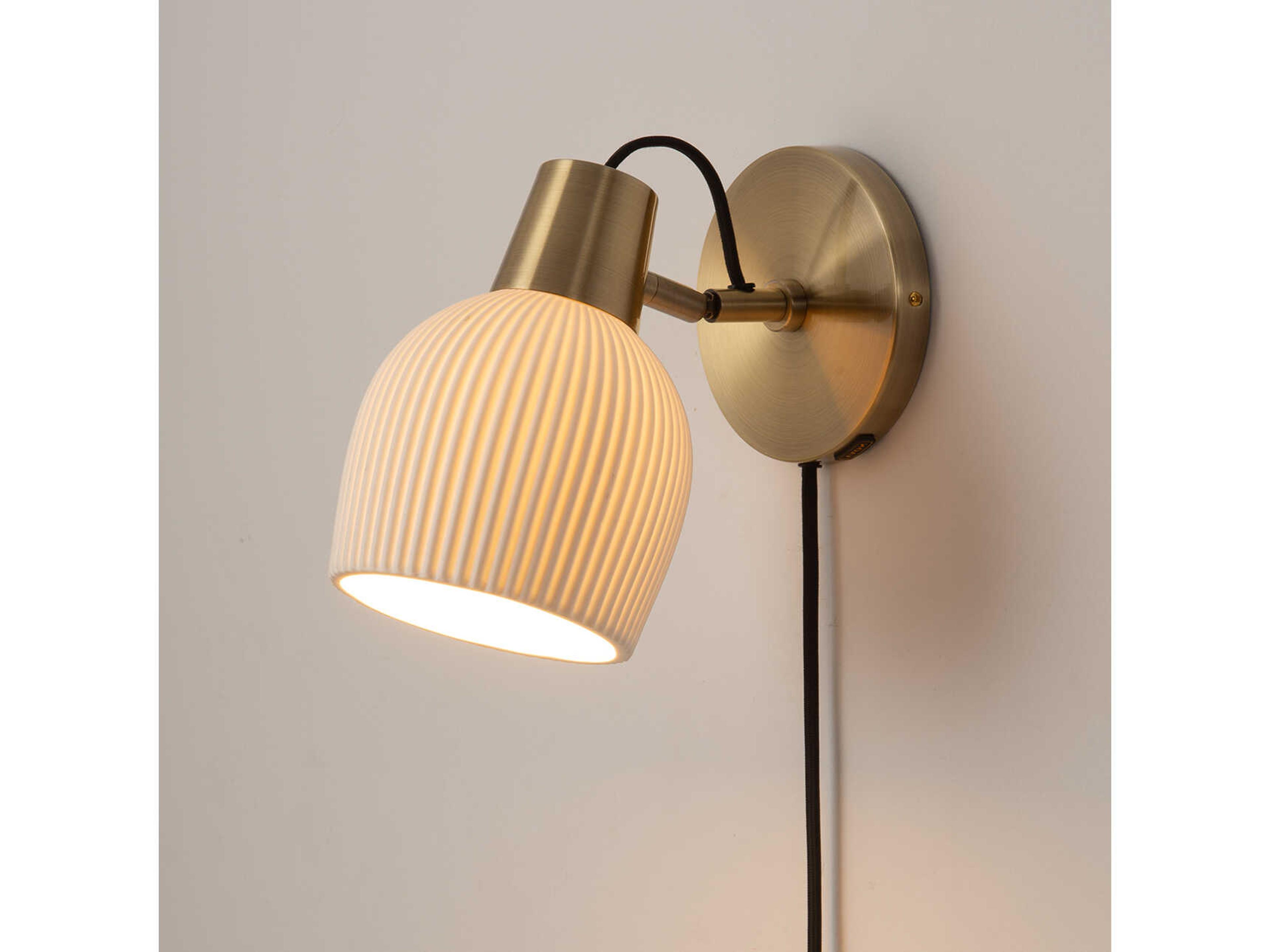 Nova Bone Porcelain Petaluma 1-Light Weathered Brass White Wall Sconce