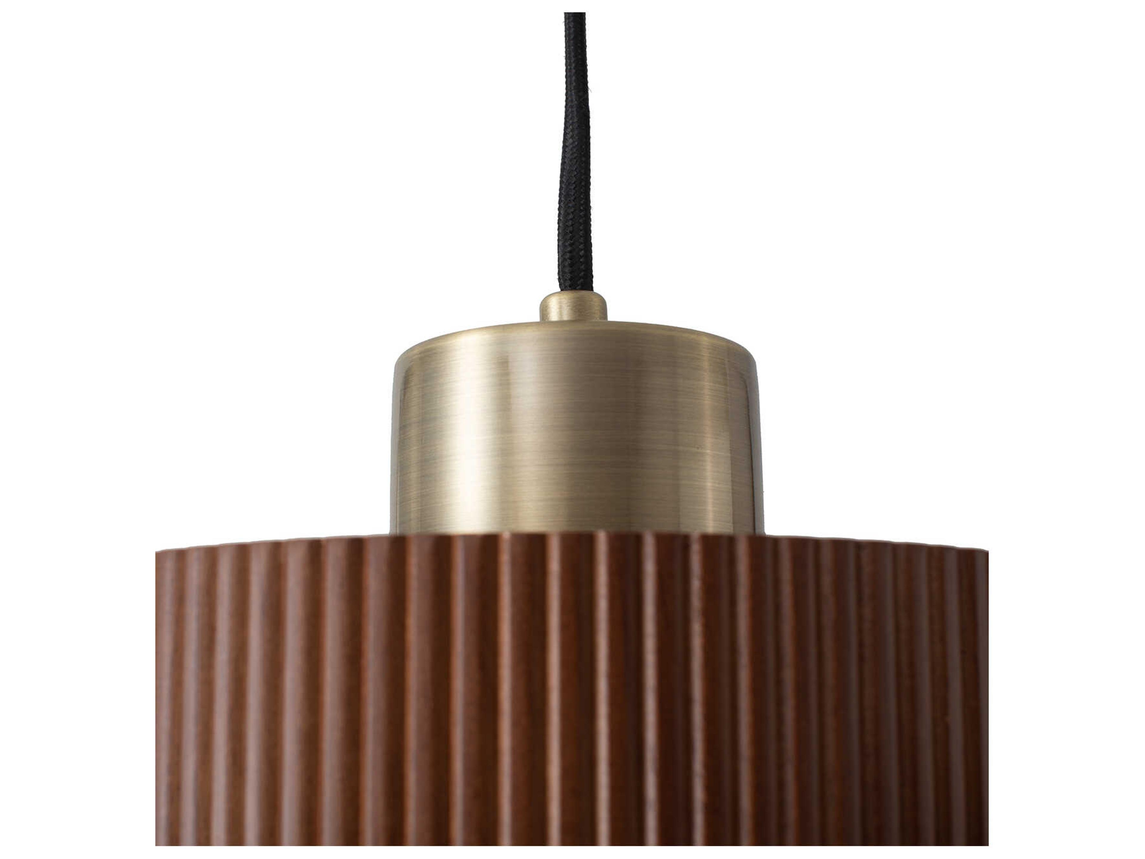 Nova Tambo 1-Light Dark Walnut Weathered Brass Brown Drum Mini Pendant