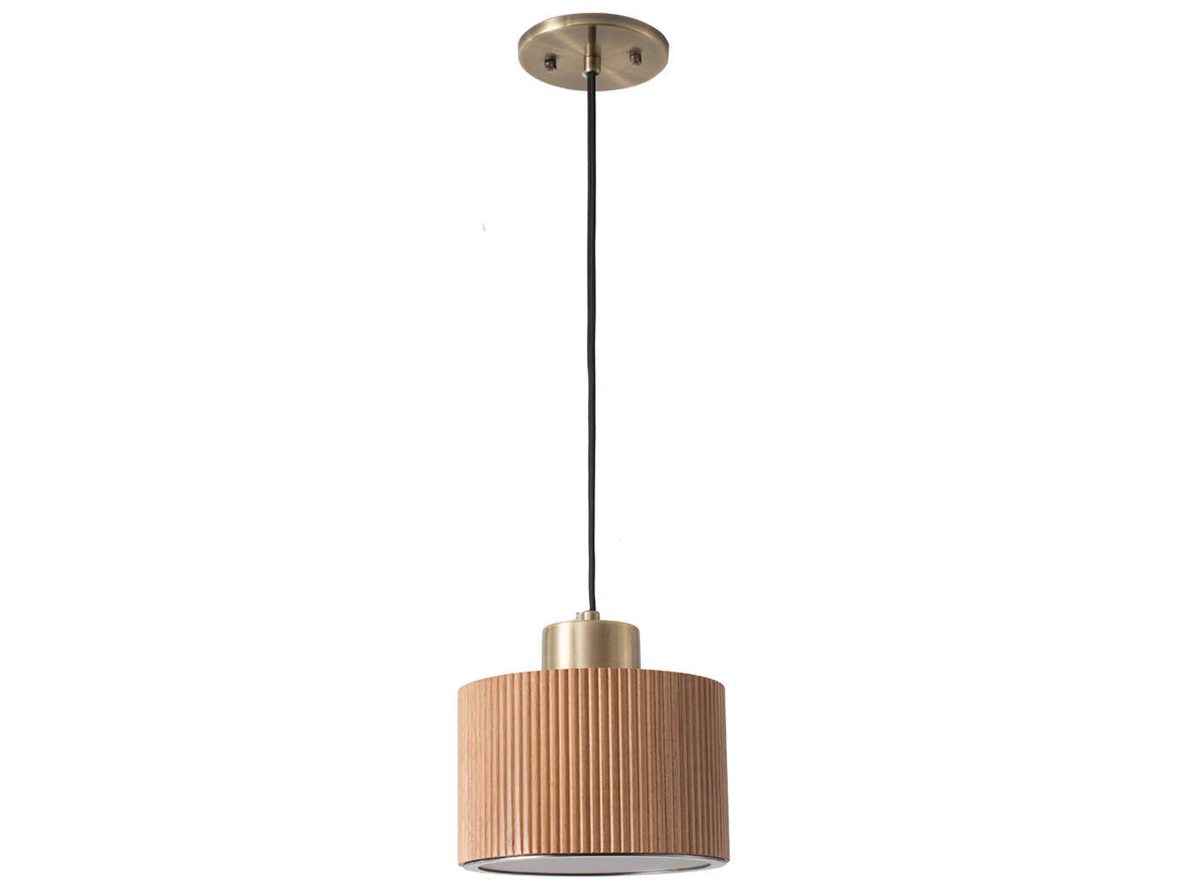 Nova Tambo 1-Light Natural Ash Weathered Brass Drum Mini Pendant