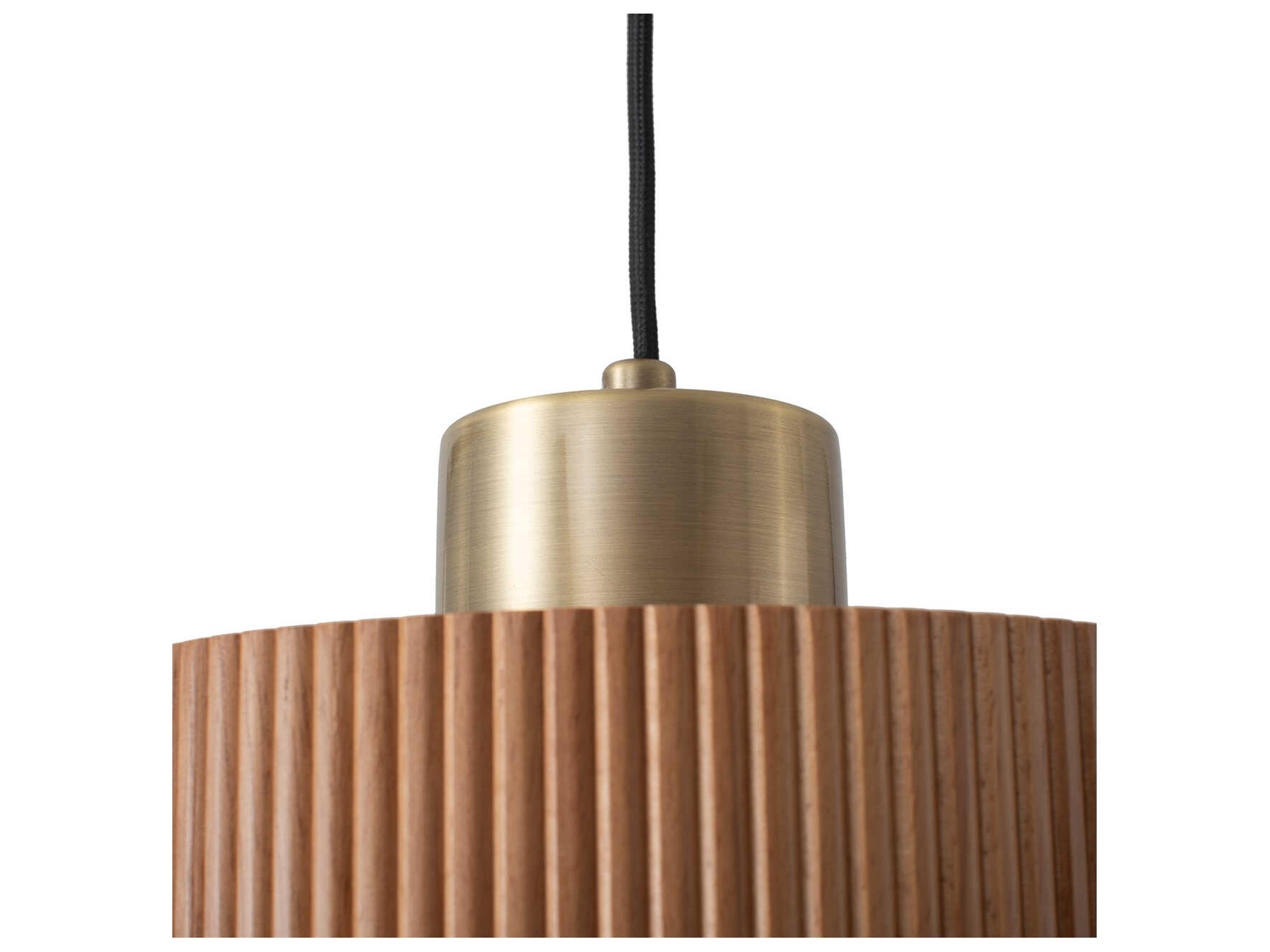 Nova Tambo 1-Light Natural Ash Weathered Brass Drum Mini Pendant