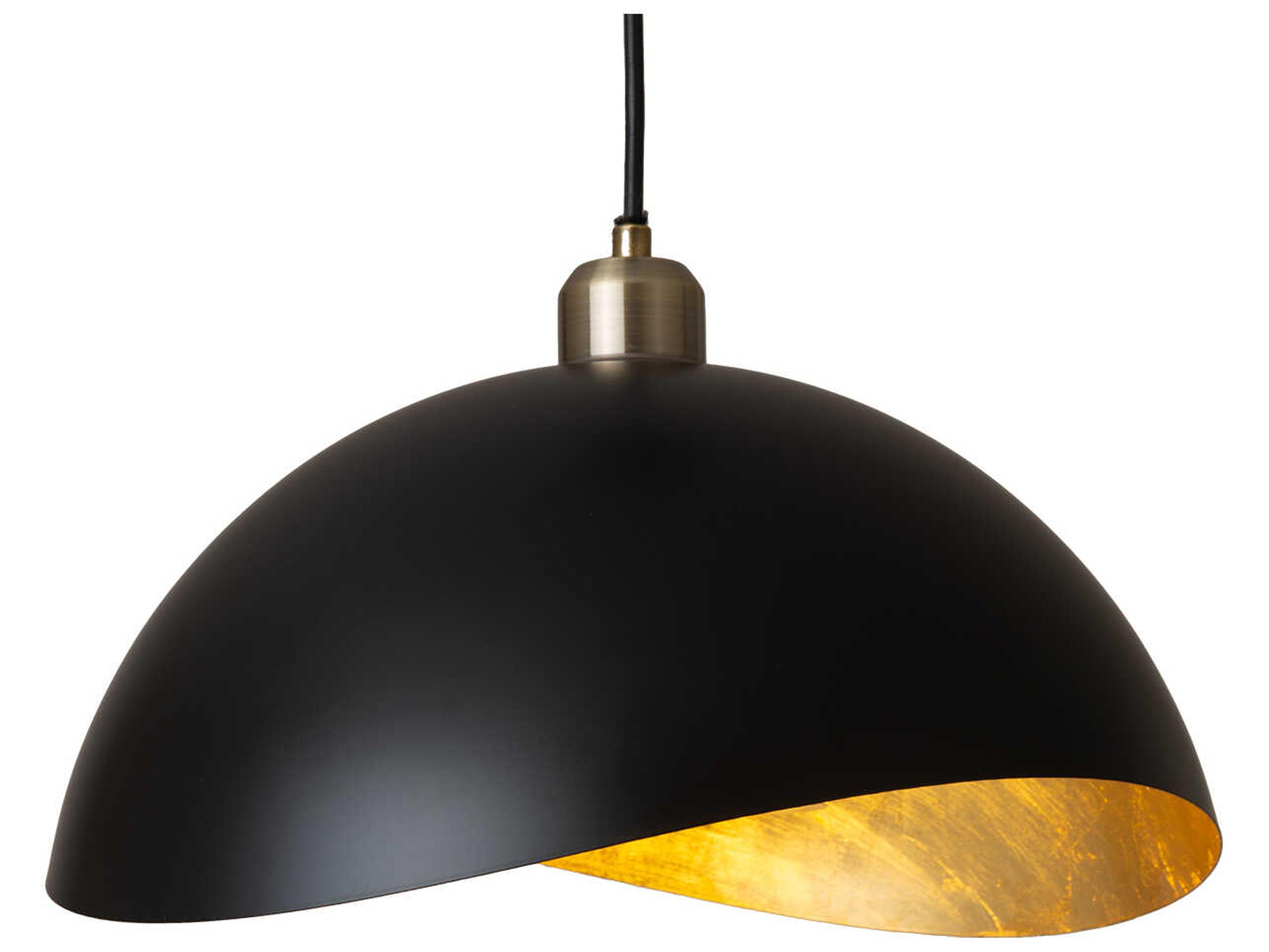 Nova Luna Bella 1-Light Matte Black Hammered Gold Leaf Dome Pendant