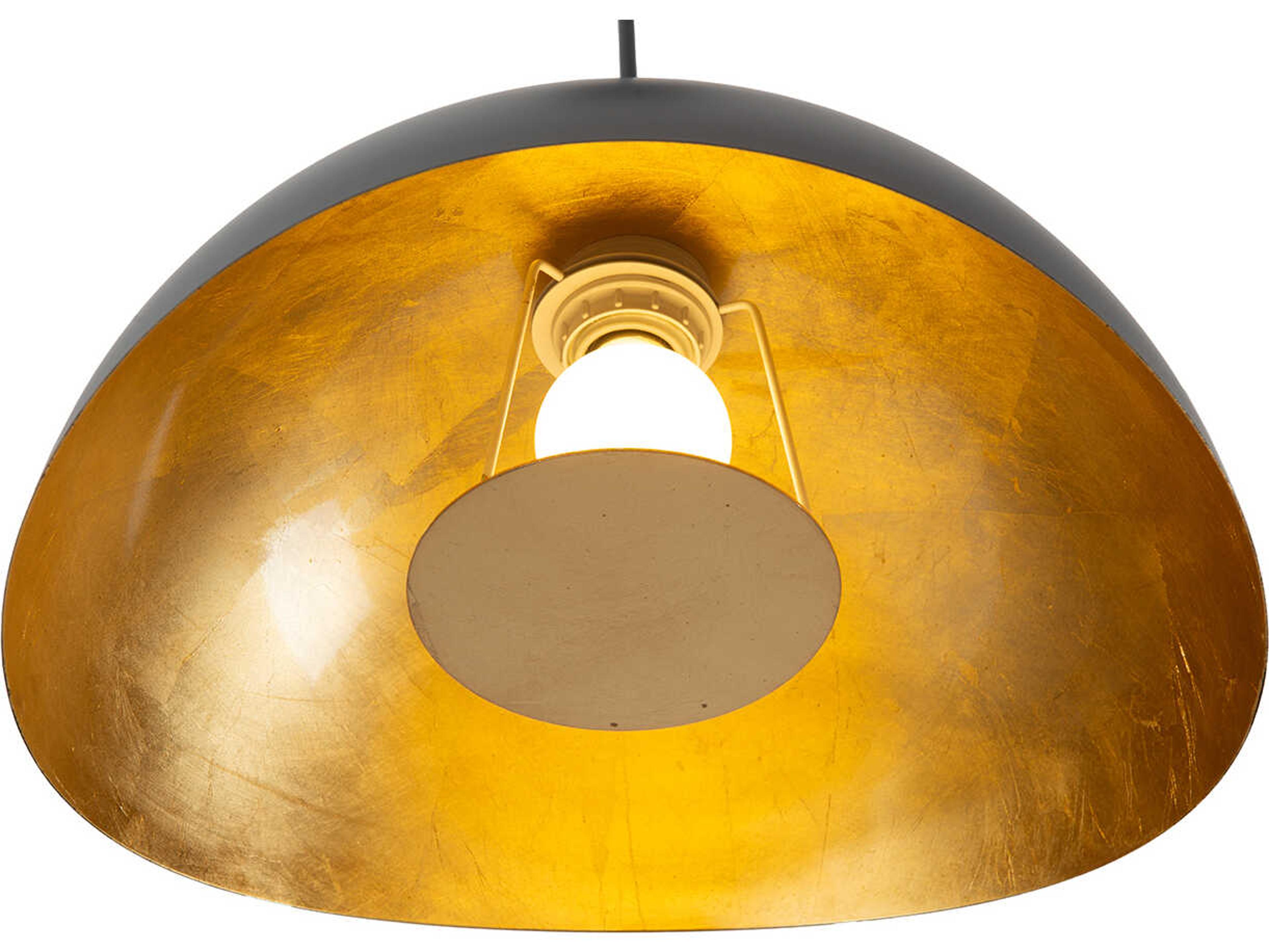 Nova Luna Bella 1-Light Matte Black Hammered Gold Leaf Dome Pendant