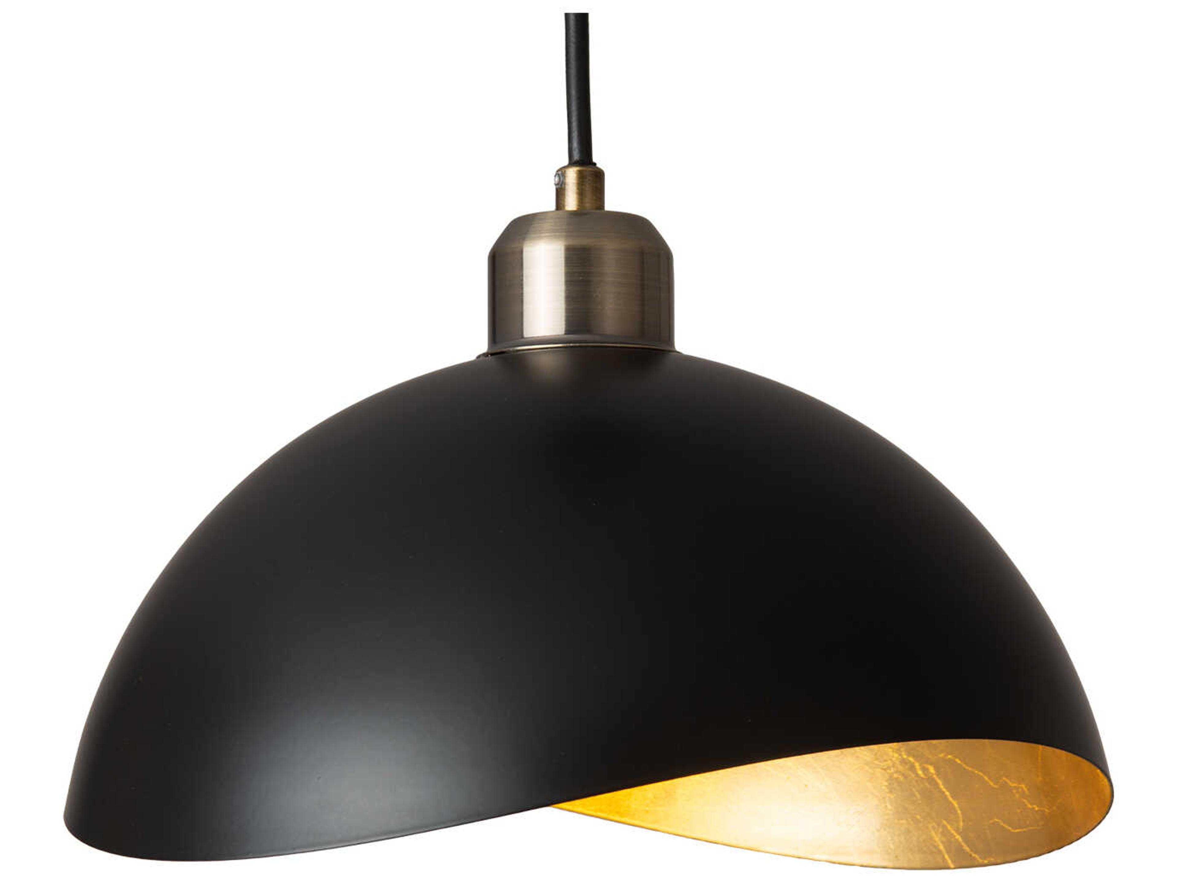 Nova Luna Bella 1-Light Matte Black Hammered Gold Leaf Dome Mini Pendant