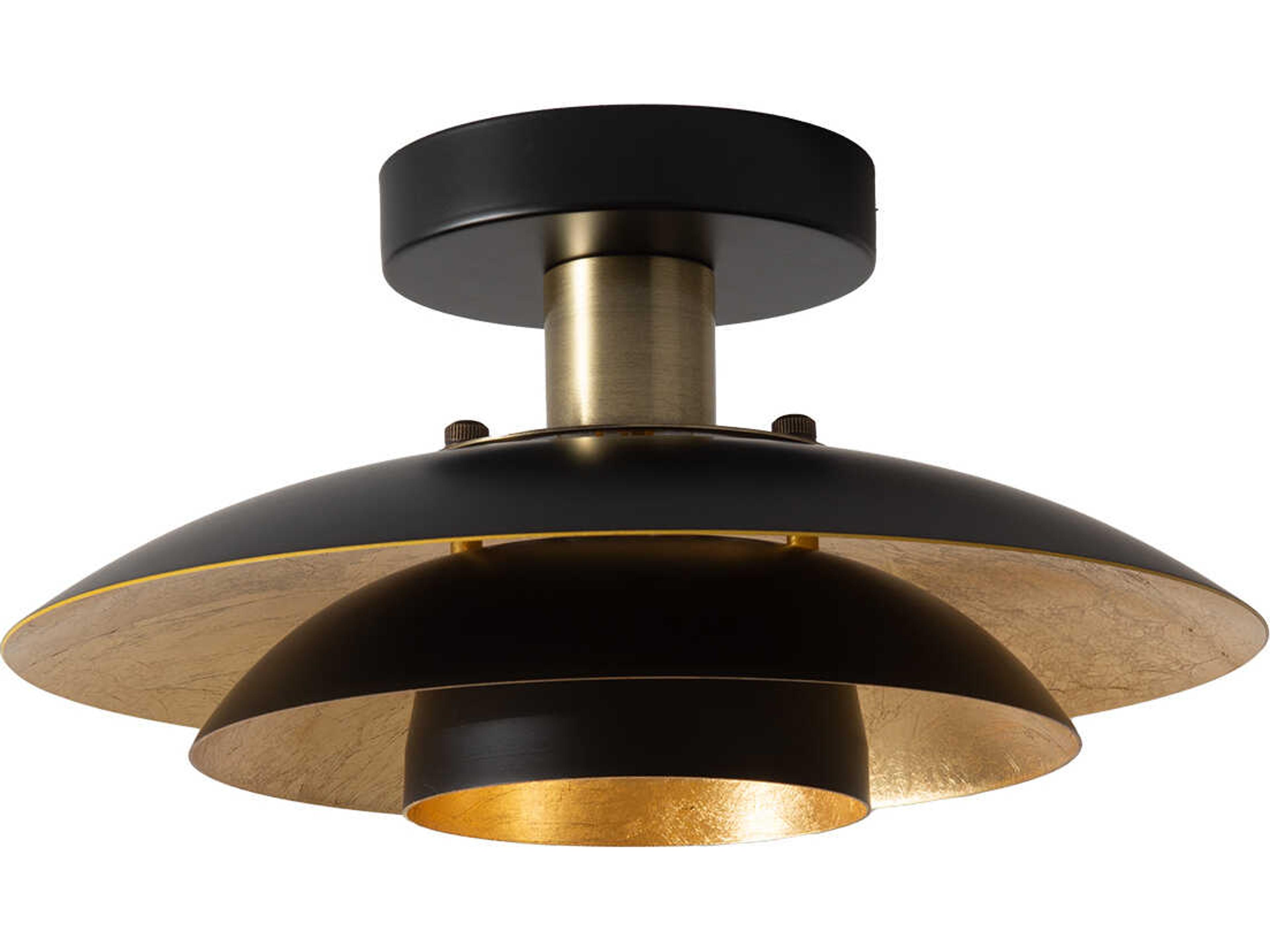 Nova Rancho Mirage 1-Light Matte Black Weathered Brass Dome Semi Flush Mount