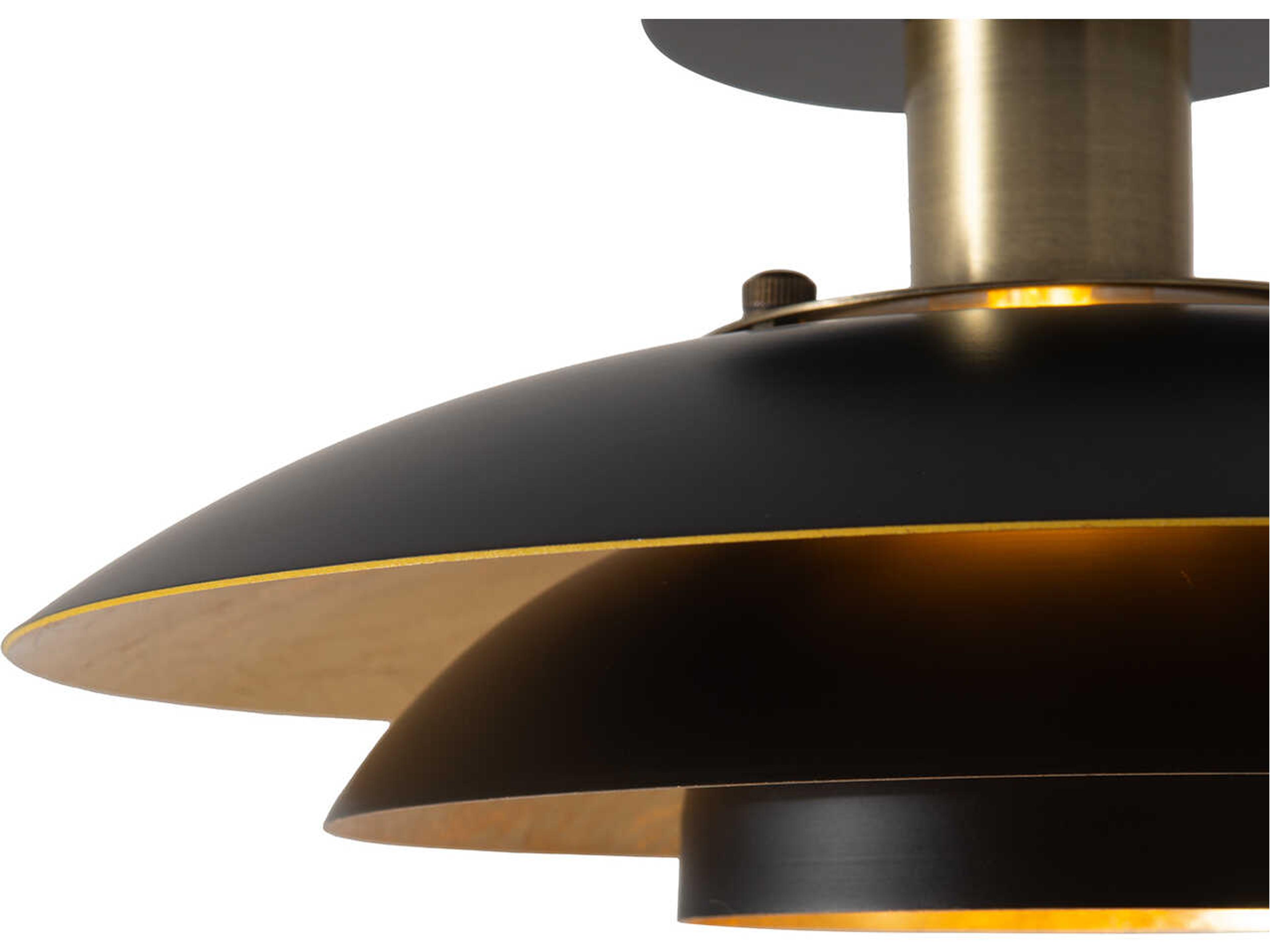 Nova Rancho Mirage 1-Light Matte Black Weathered Brass Dome Semi Flush Mount