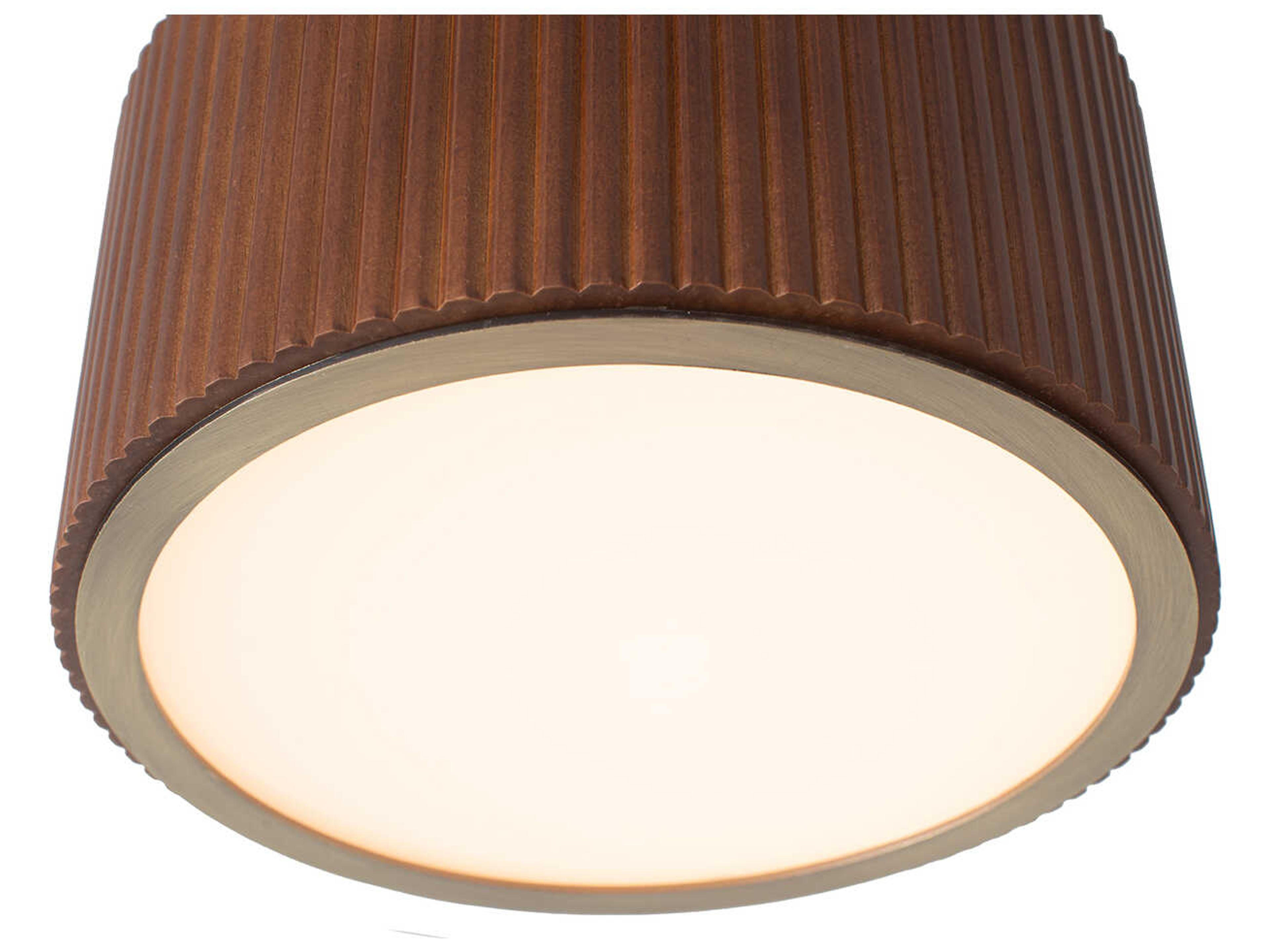 Nova Tambo 1-Light Dark Walnut Weathered Brass Brown Drum Semi Flush Mount