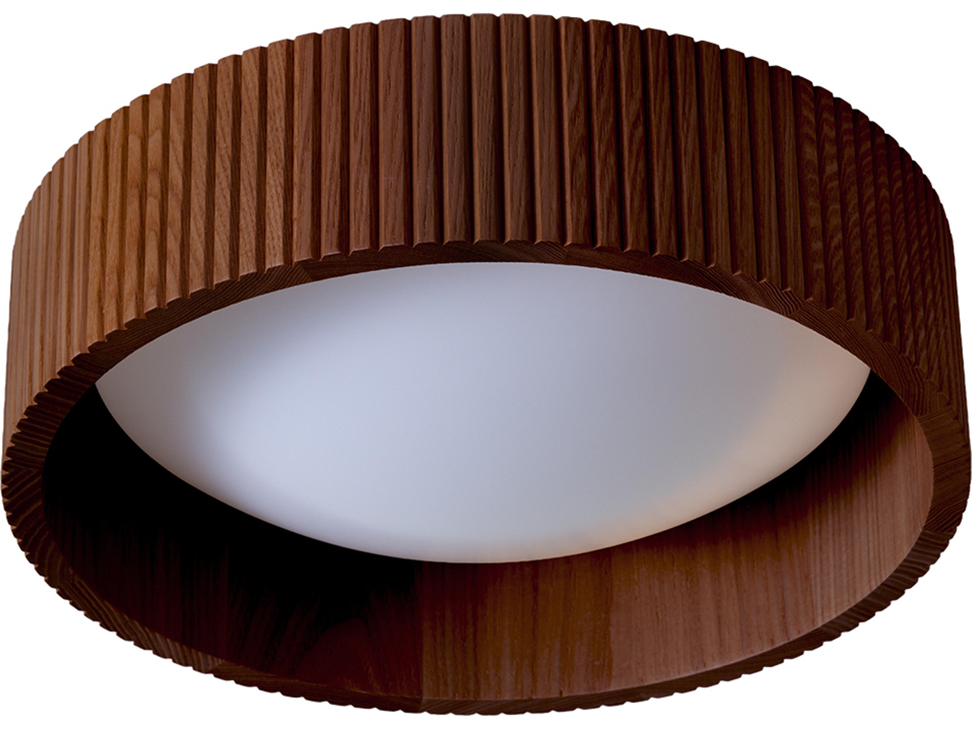 Nova Tambo 1-Light Weathered Brass & Walnut Drum Flush Mount