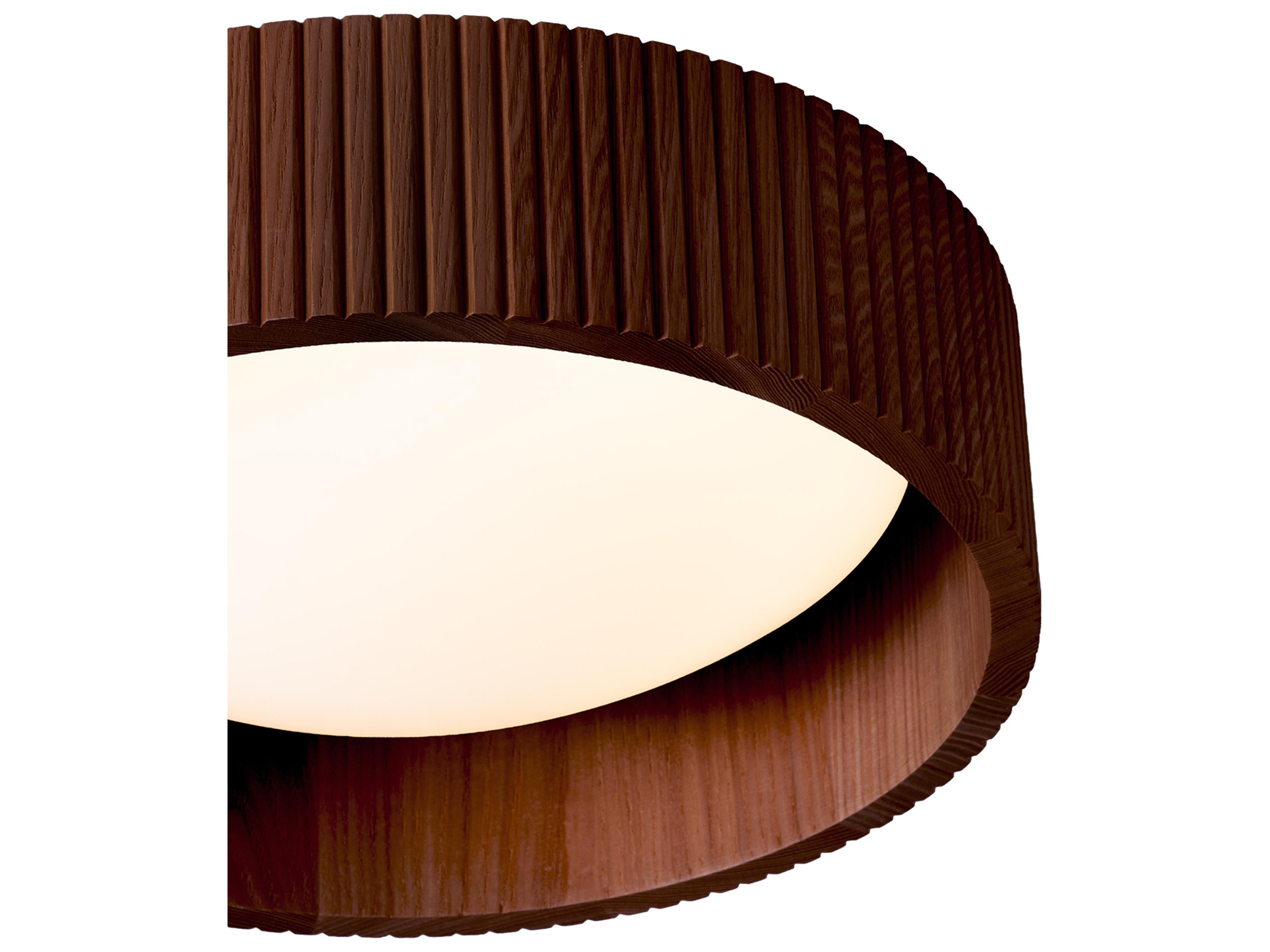 Nova Tambo 1-Light Weathered Brass & Walnut Drum Flush Mount