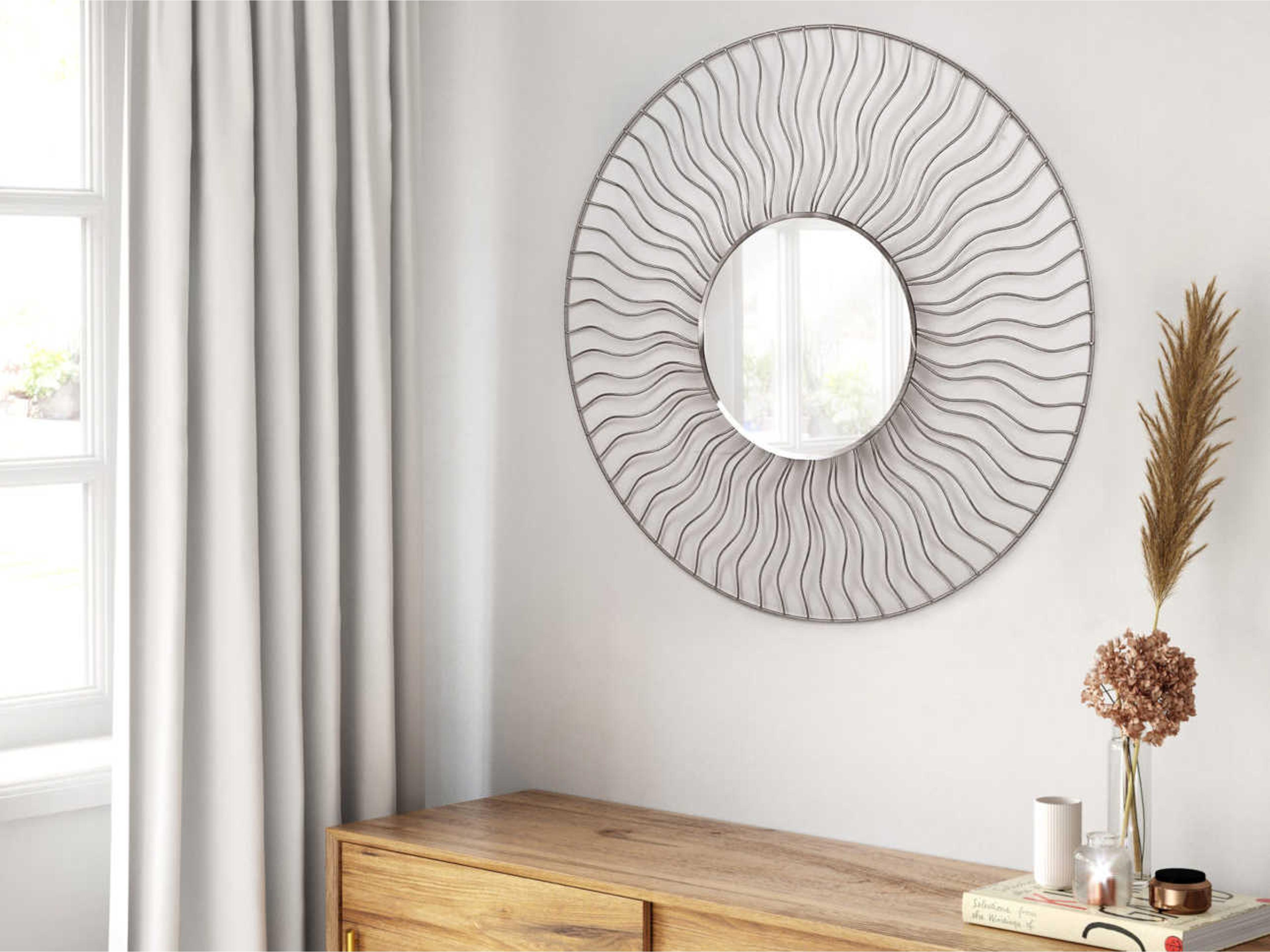 Nova Sunburst Brushed Nickel Sunburst Wall Mirror