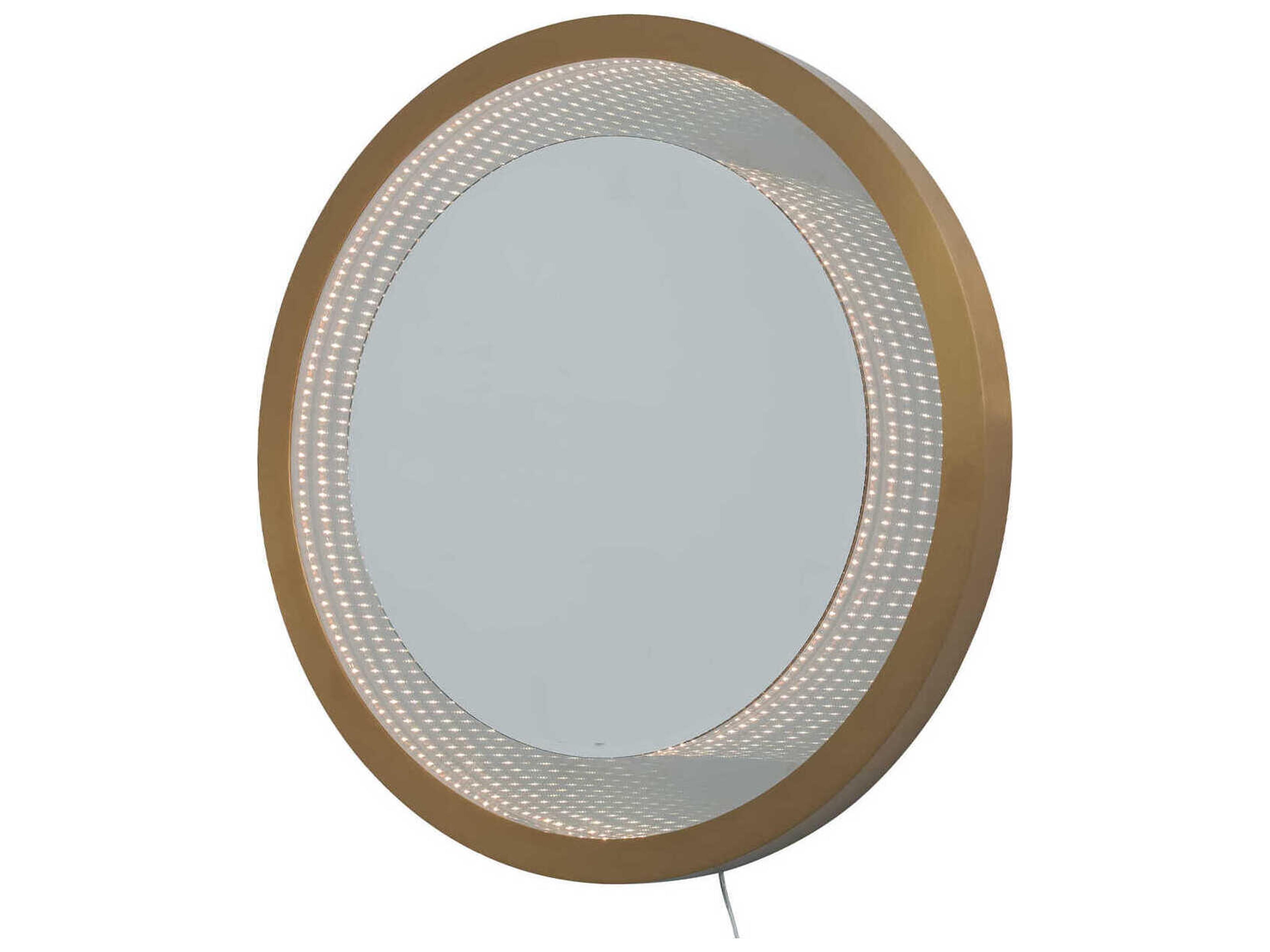 Nova Starfall Brushed Brass Vanishing Infinity LED Round Wall Mirror