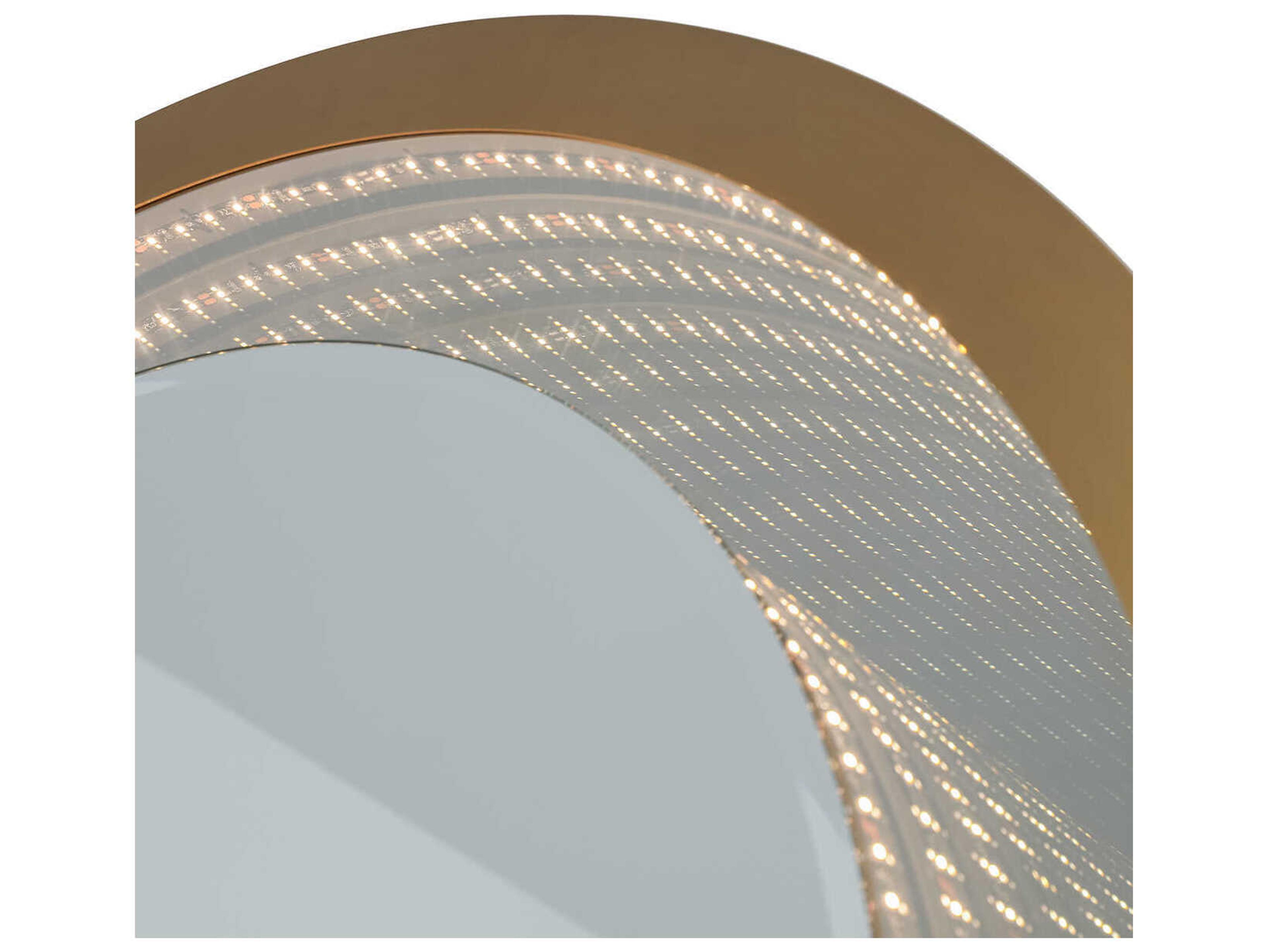 Nova Starfall Brushed Brass Vanishing Infinity LED Round Wall Mirror