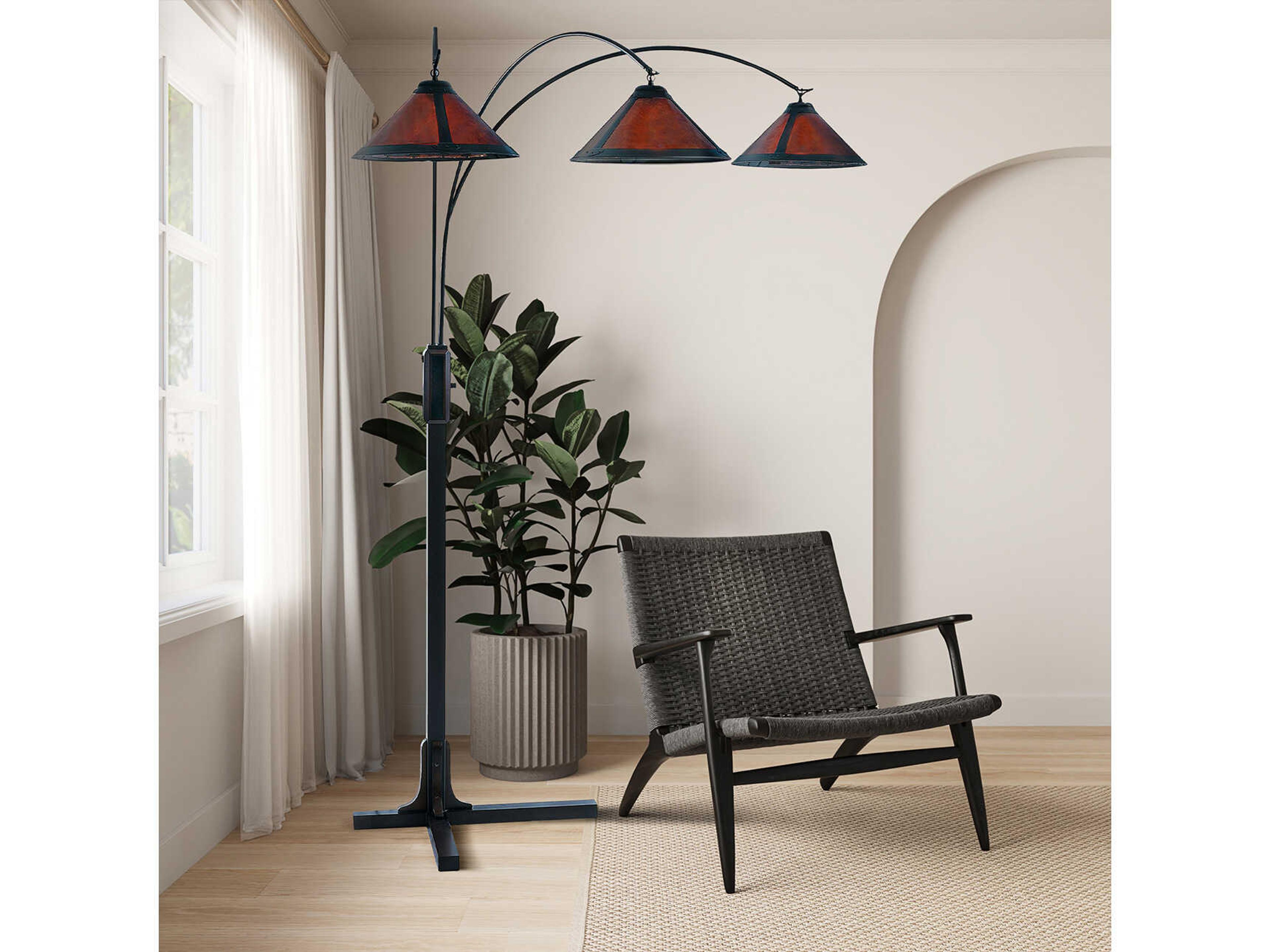 Nova Mica Espresso Bronze Amber Floor Lamp