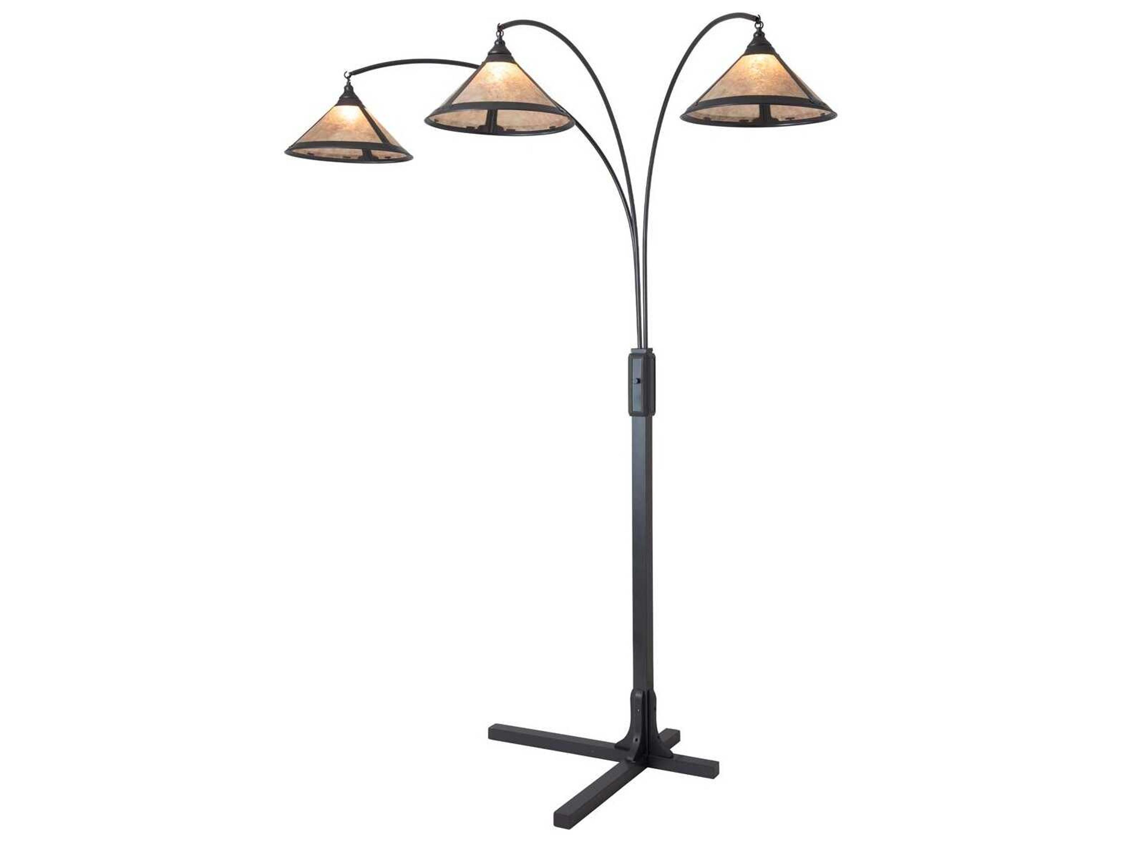 Natural Mica Arc Floor Lamp Gunmetal and Charcoal Gray