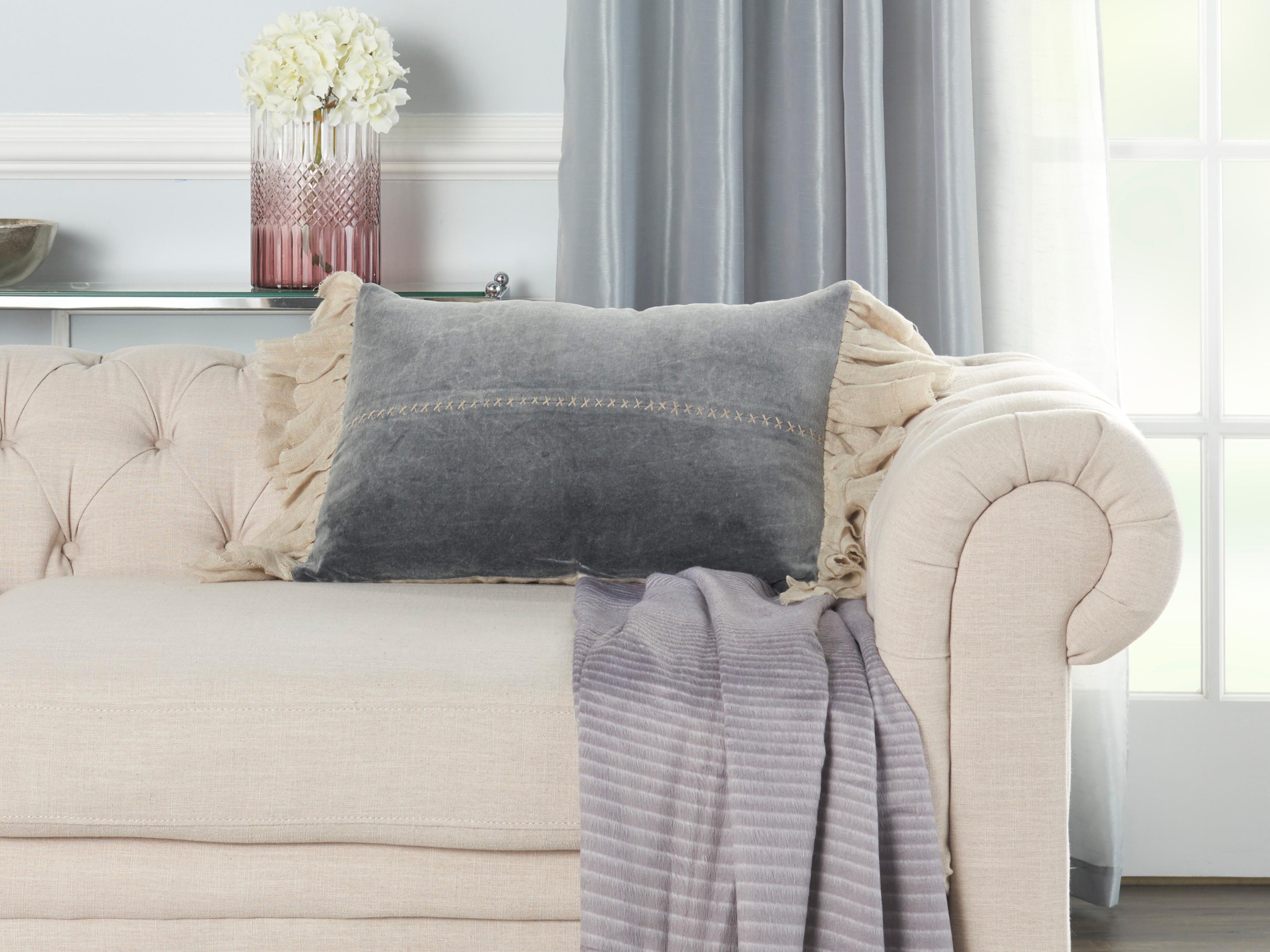 Nourison Mina Victory Sofia 14" x 22" Dark Grey Pillow