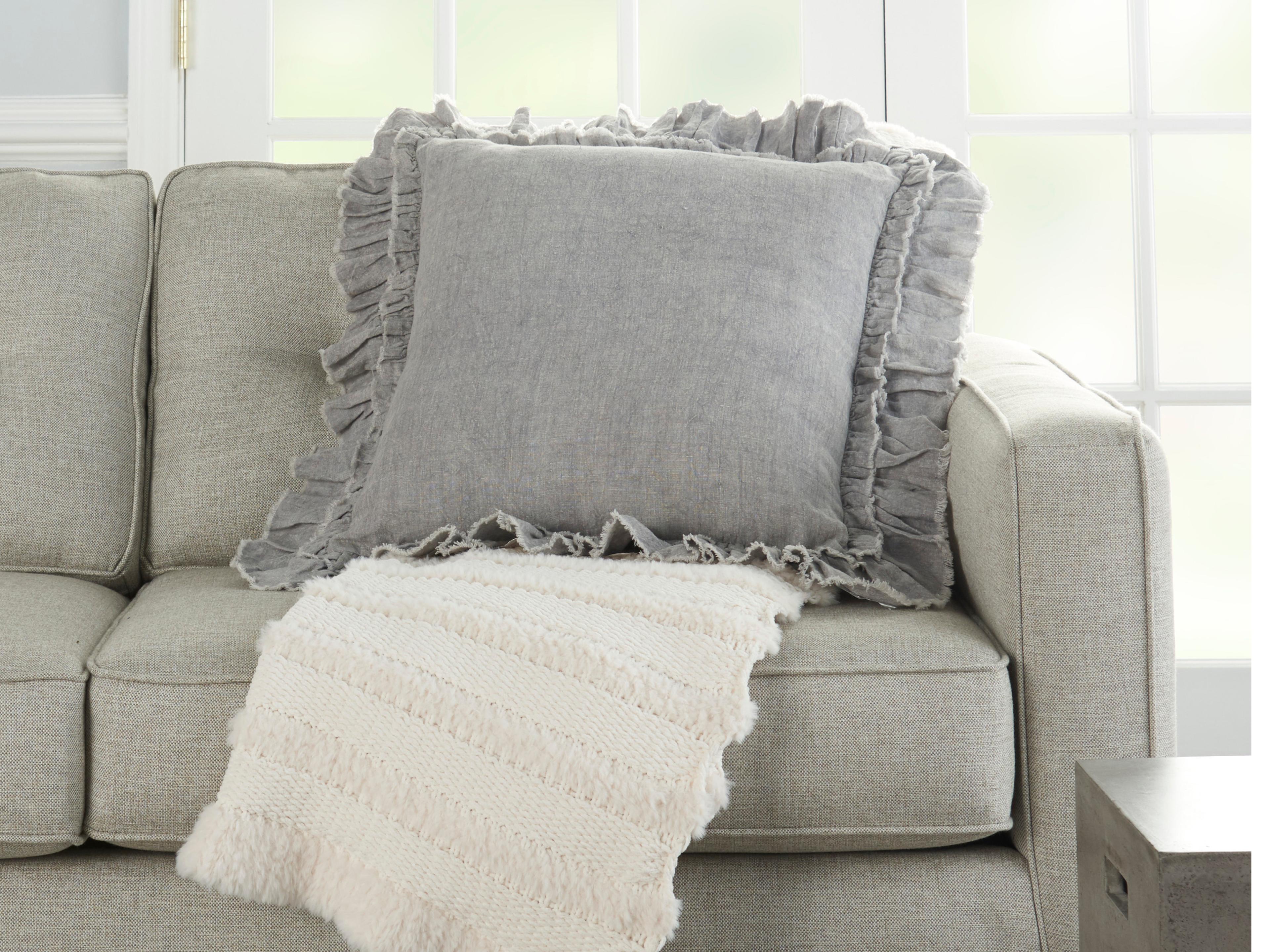 Nourison Mina Victory Sofia 24" x 24" Grey Pillow