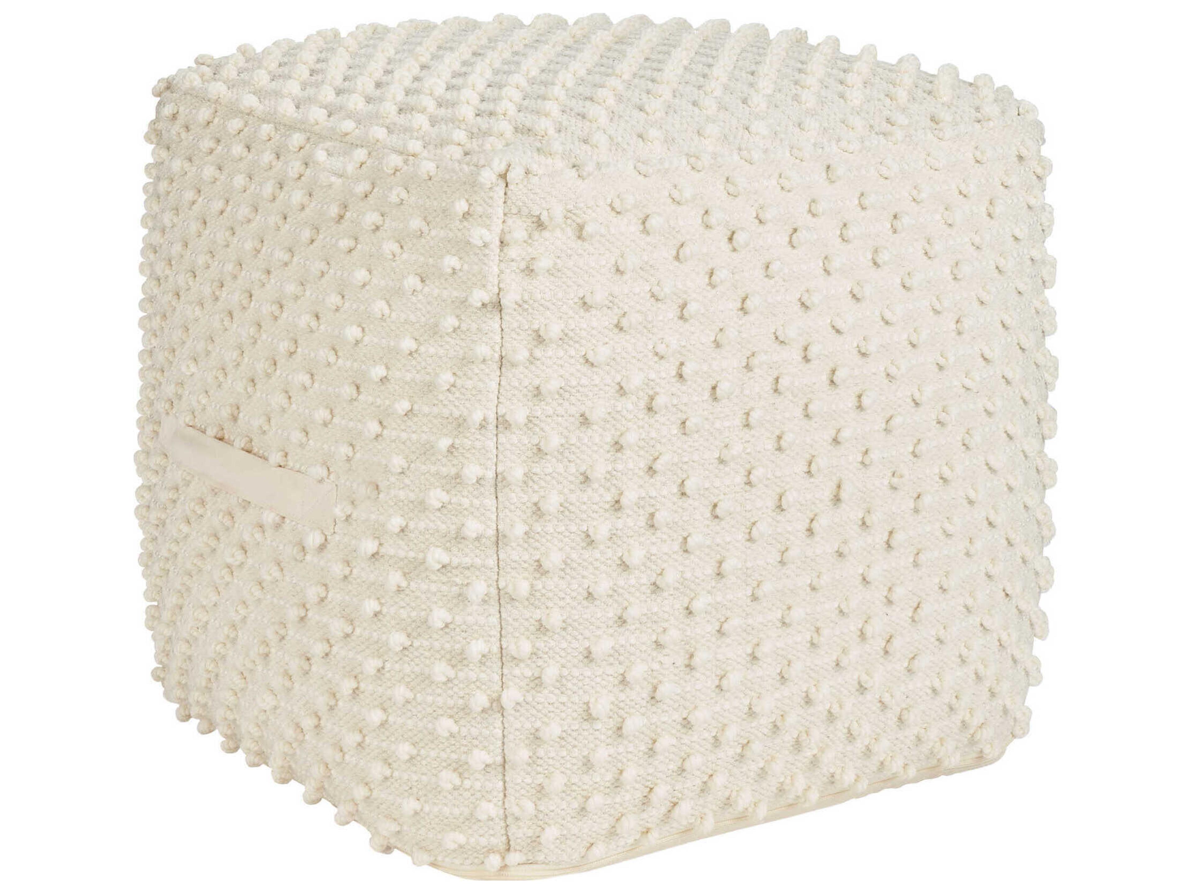 Lifestyle Loop Dots Ivory White Upholstered Pouf
