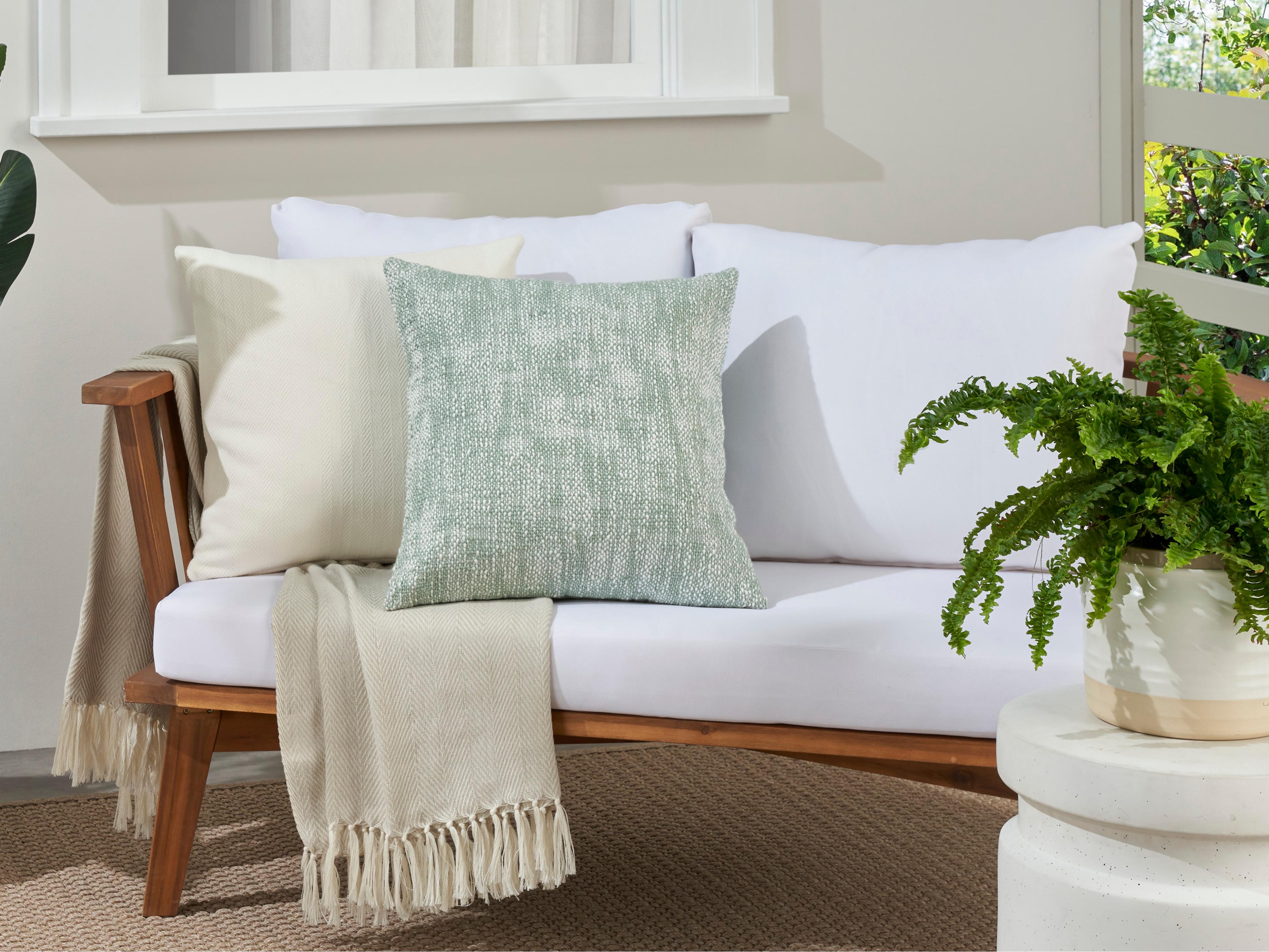 Nourison Mina Victory Outdoor Aqua Basketweave Pillow