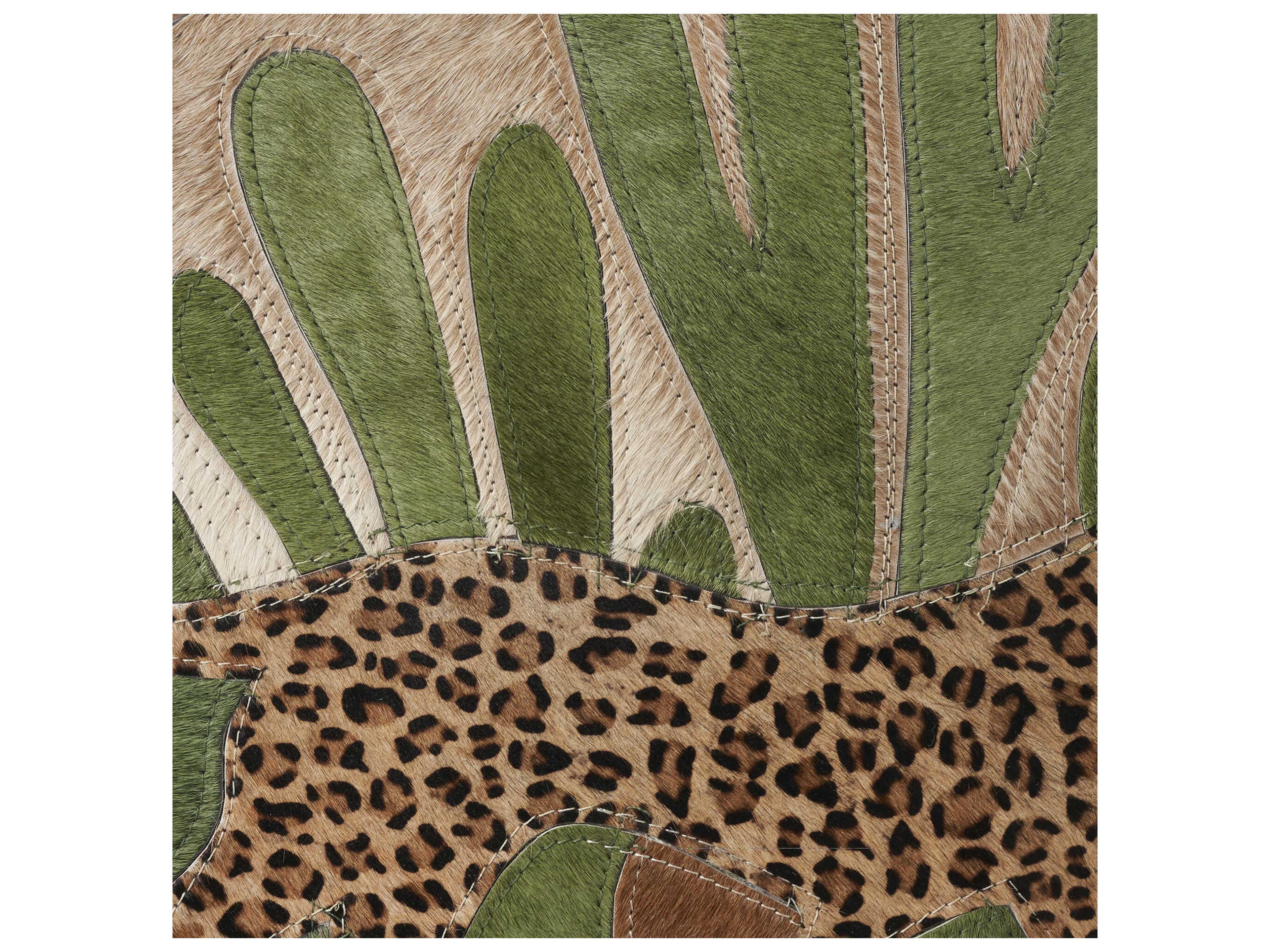 Nourison Mina Victory Natural Leather Hide Jungle Leopard 20" x 20" Pillow