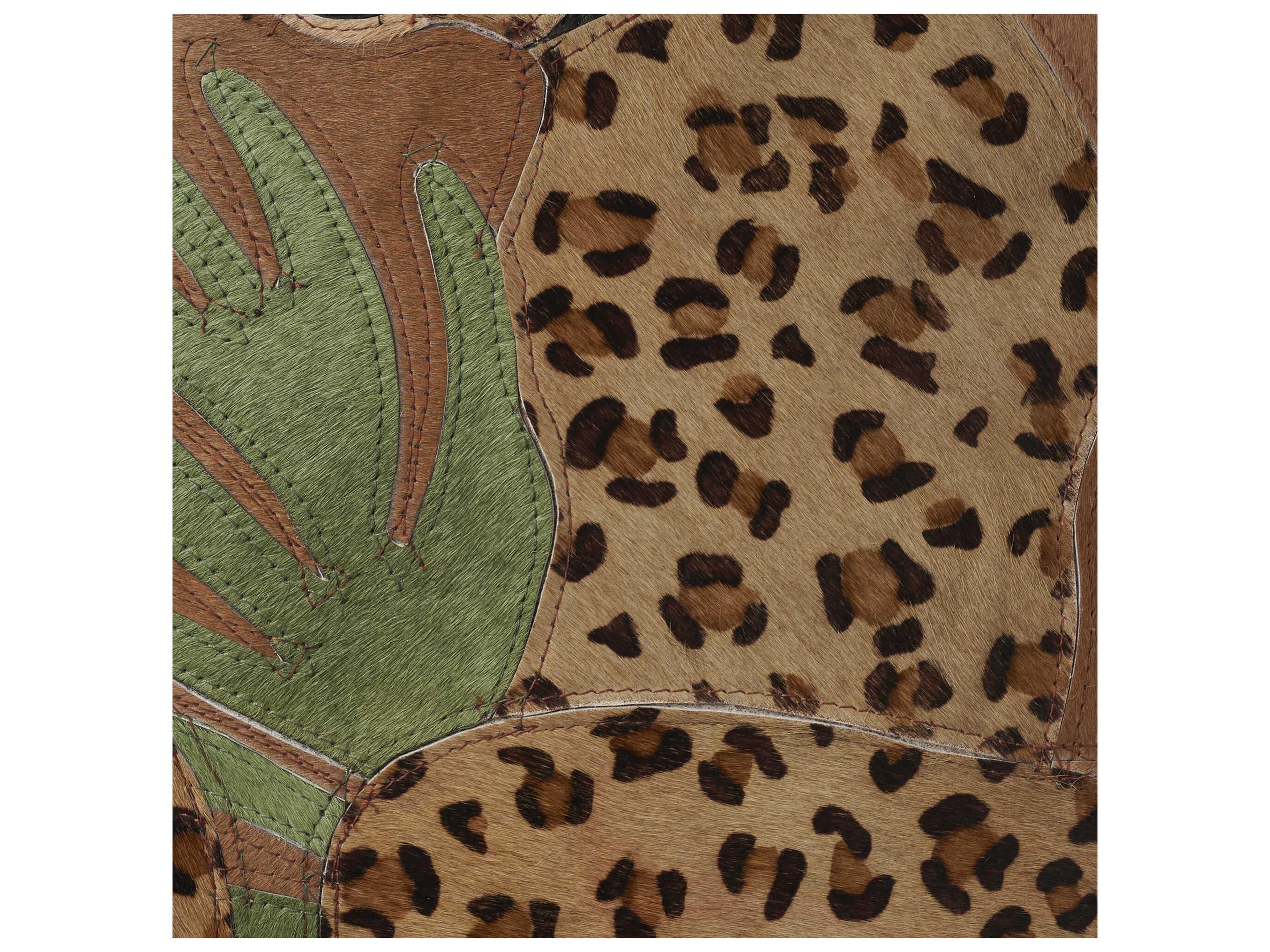 Nourison Mina Victory Natural Leather Hide Leopard 20" x 20" Pillow