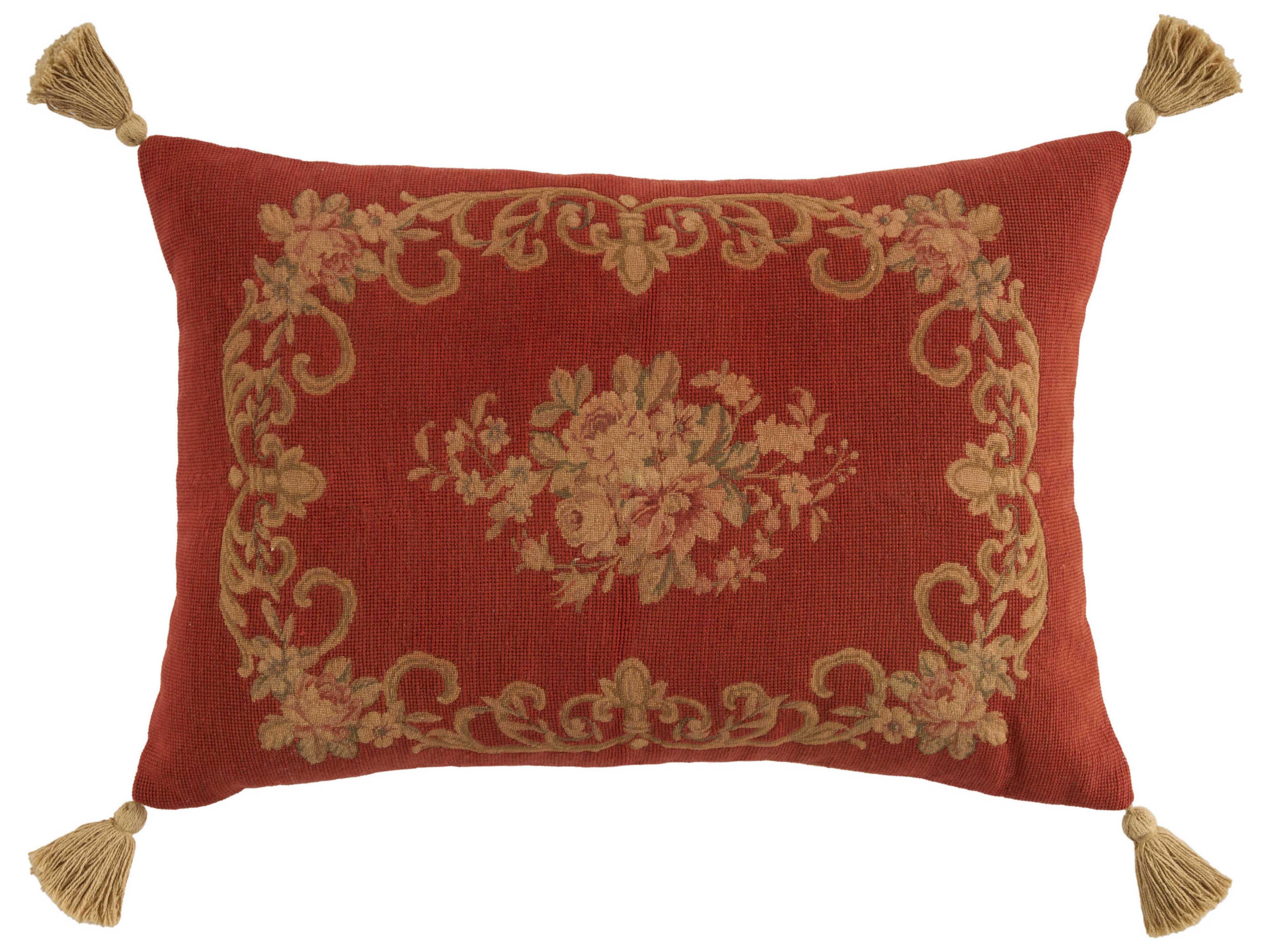 Mina Victory Vintage Floral Center 20" x 30" Rust Pillow