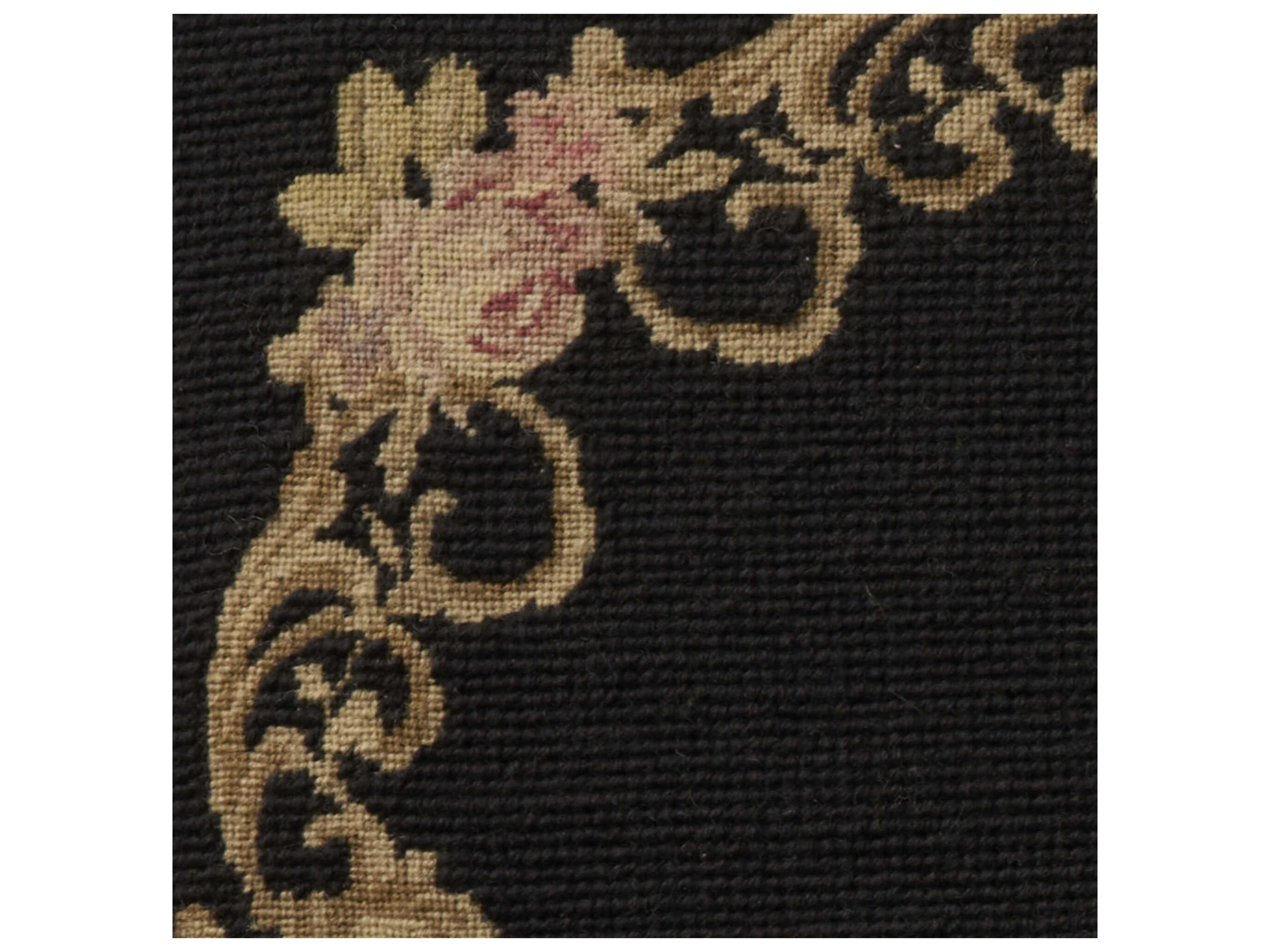 Nourison Mina Victory Vintage Floral Border 20" x 20" Black Pillow