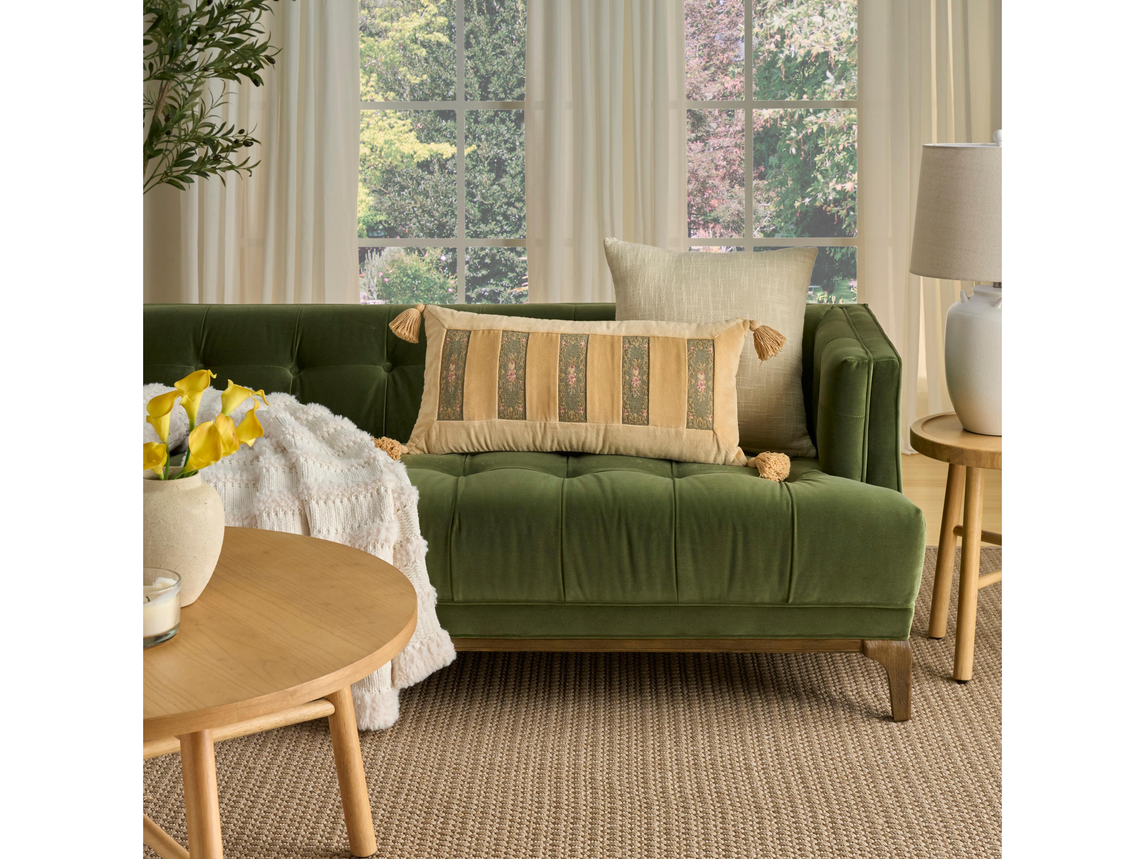 Nourison Mina Victory Vintage Floral Stripes 13" x 27" Sage Pillow