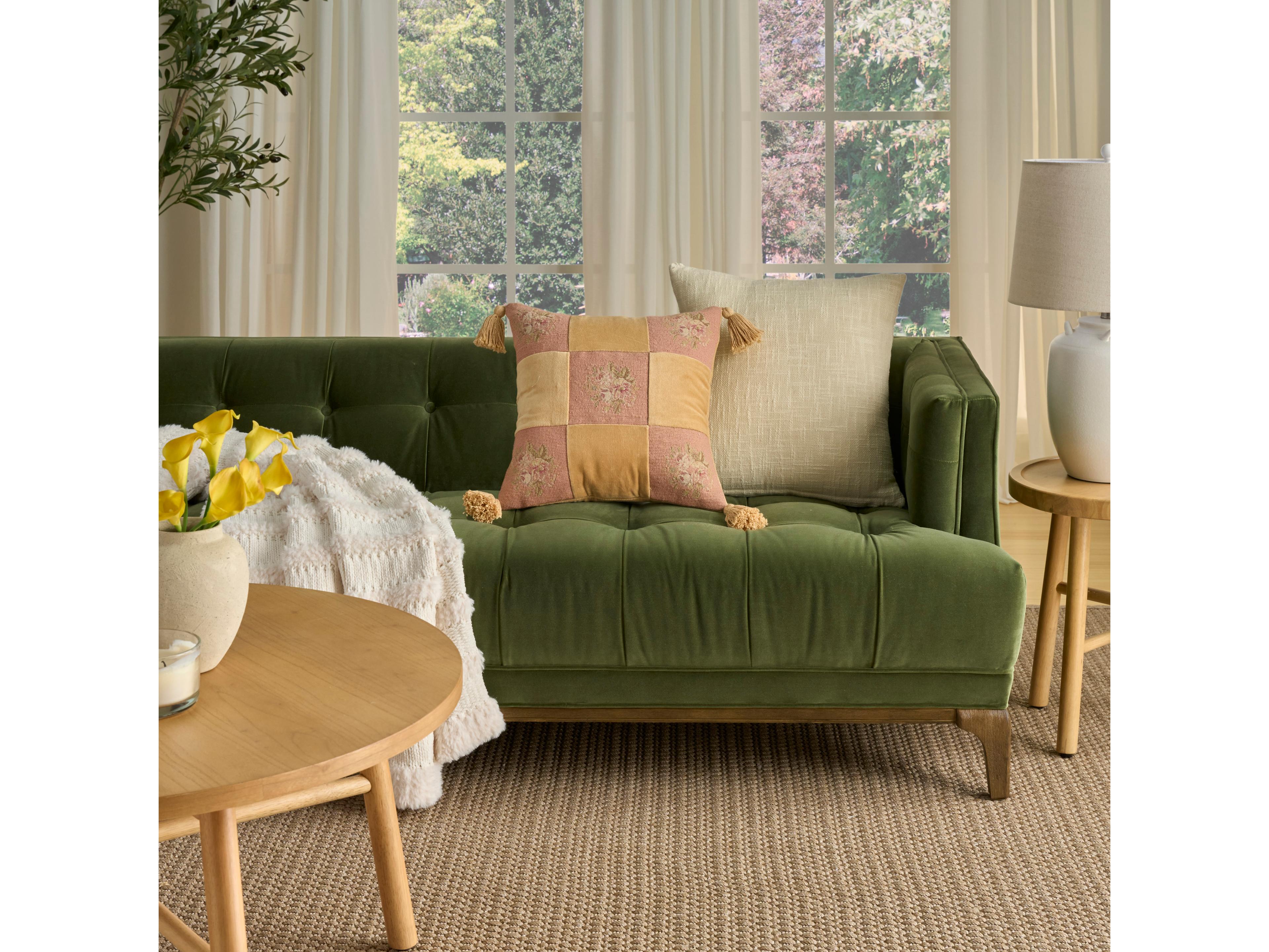 Nourison Mina Victory Vintage Floral Checkers 18" x 18" Pink Pillow