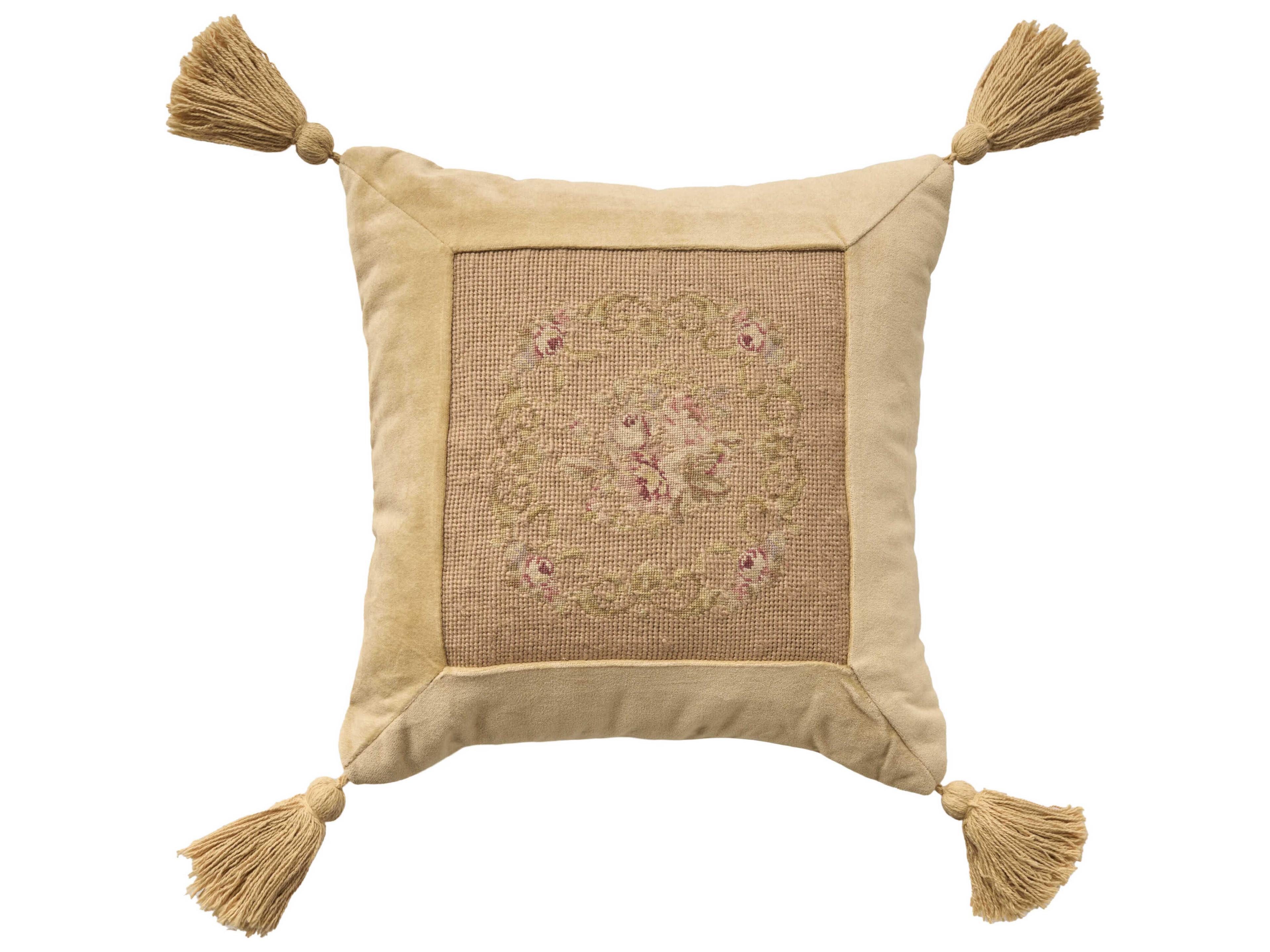 Mina Victory Vintage Floral Checkers 15" x 15" Blush Pillow