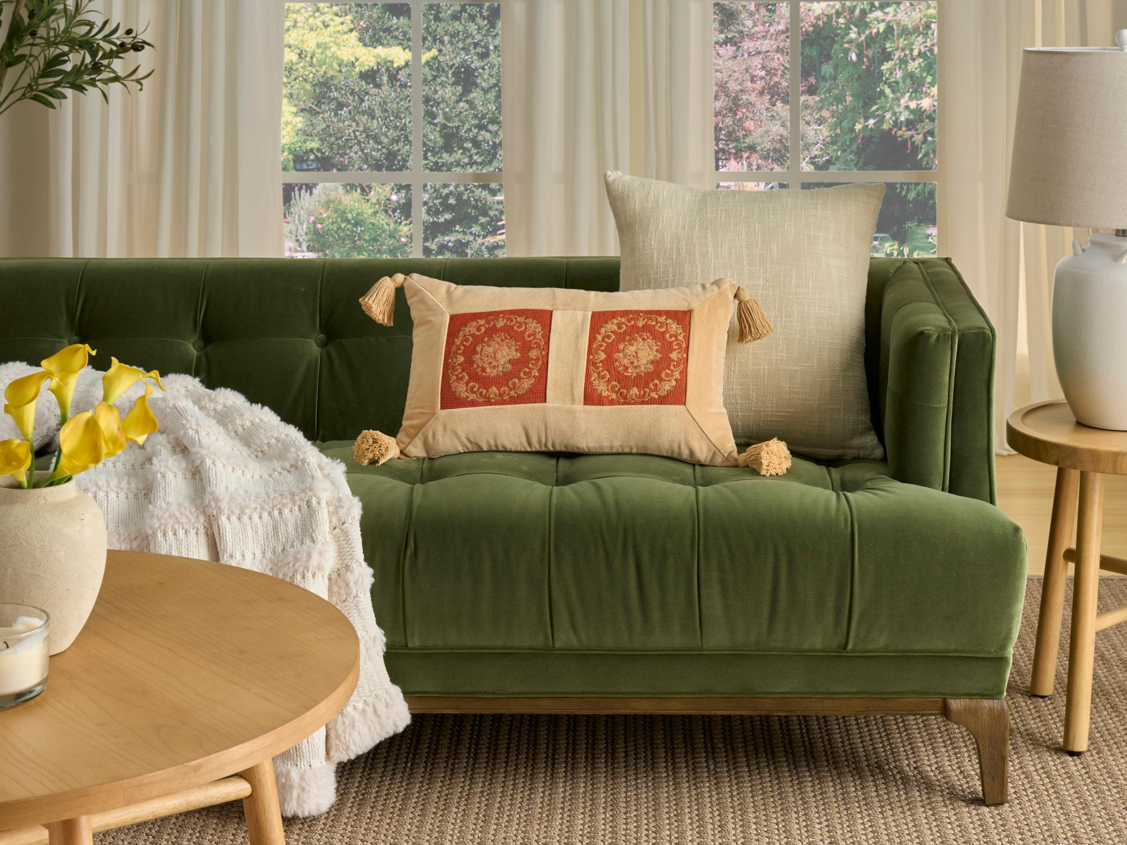 Nourison Mina Victory Vintage Floral Panels 12" x 20" Rust Pillow