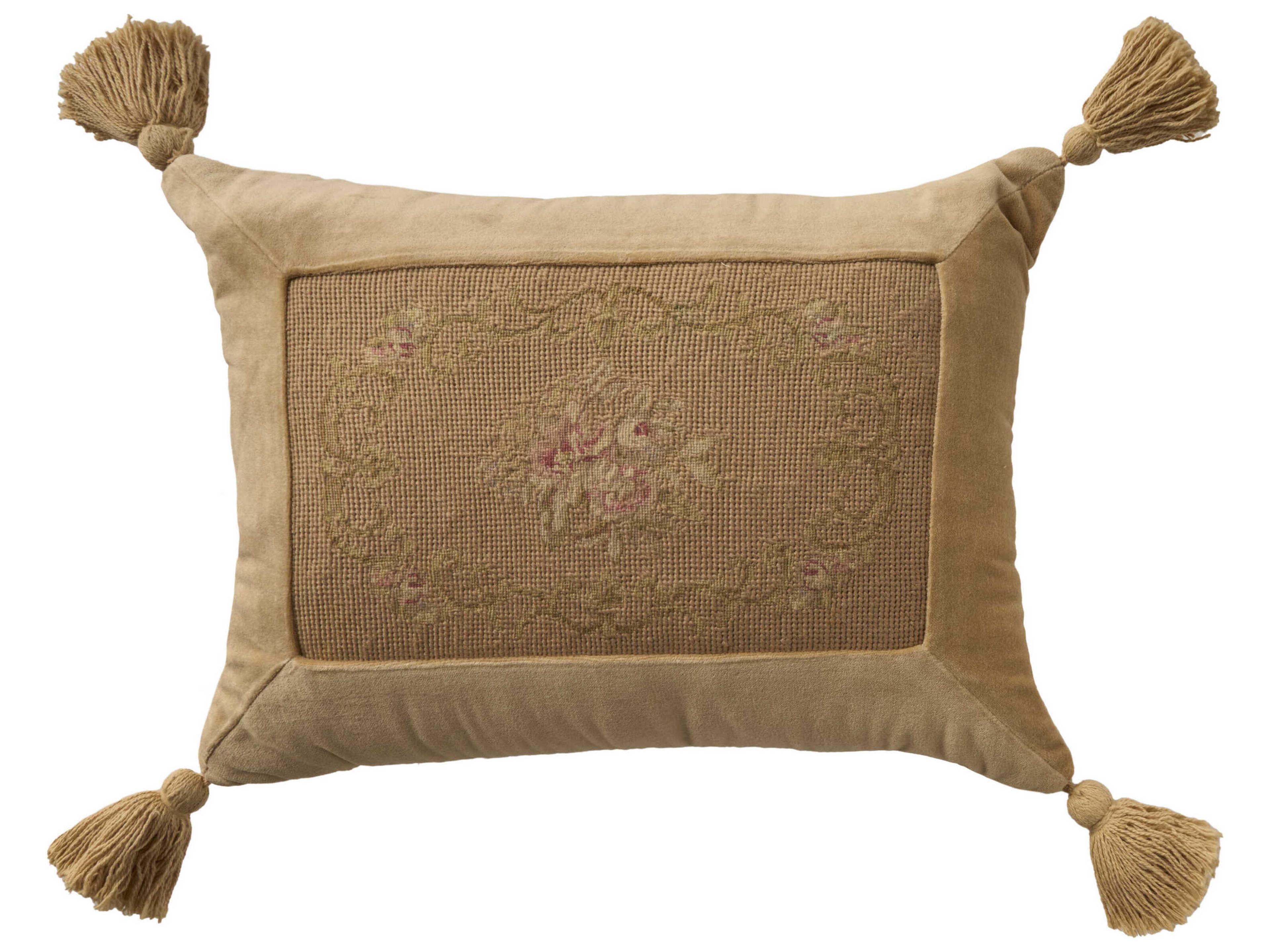 Mina Victory Vintage Oval Floral Border 14" x 18" Blush Pillow
