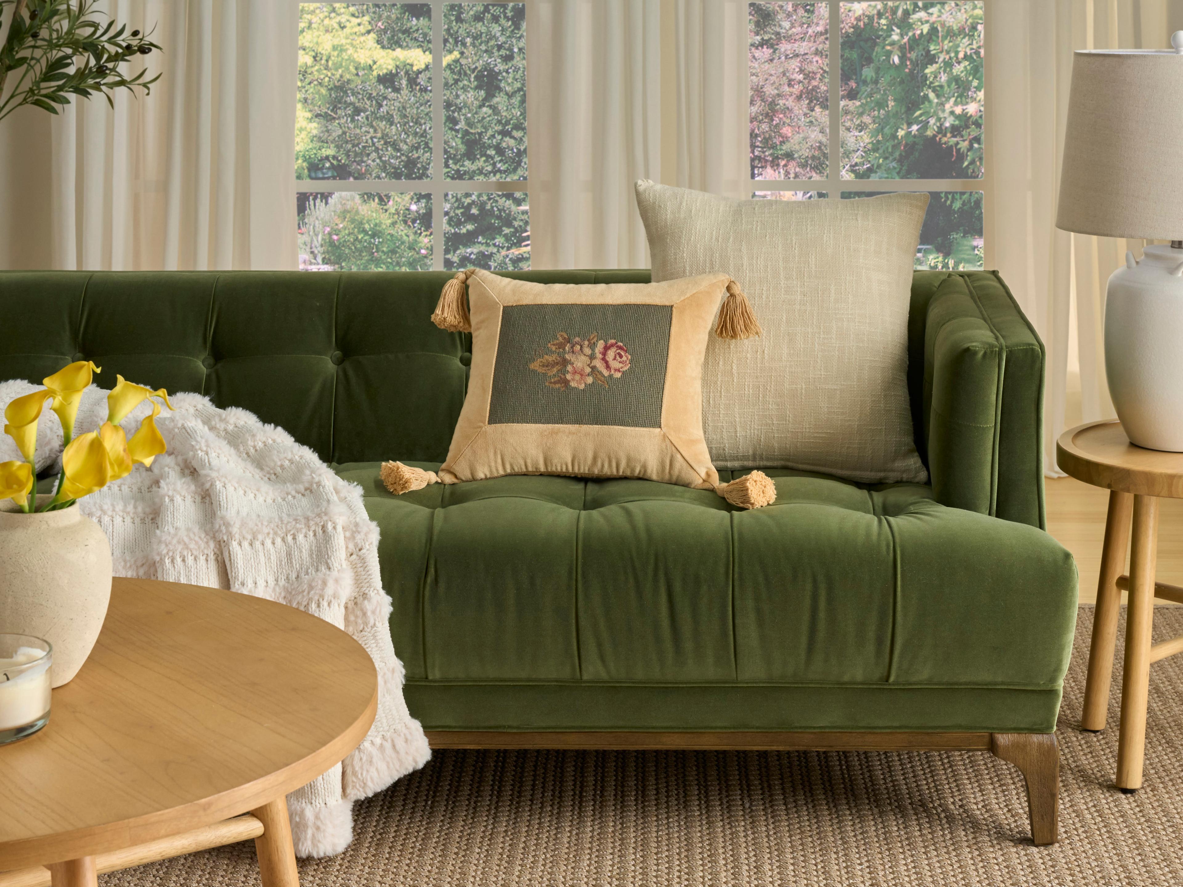 Nourison Mina Victory Vintage Flowers 13" x 15" Sage Pillow