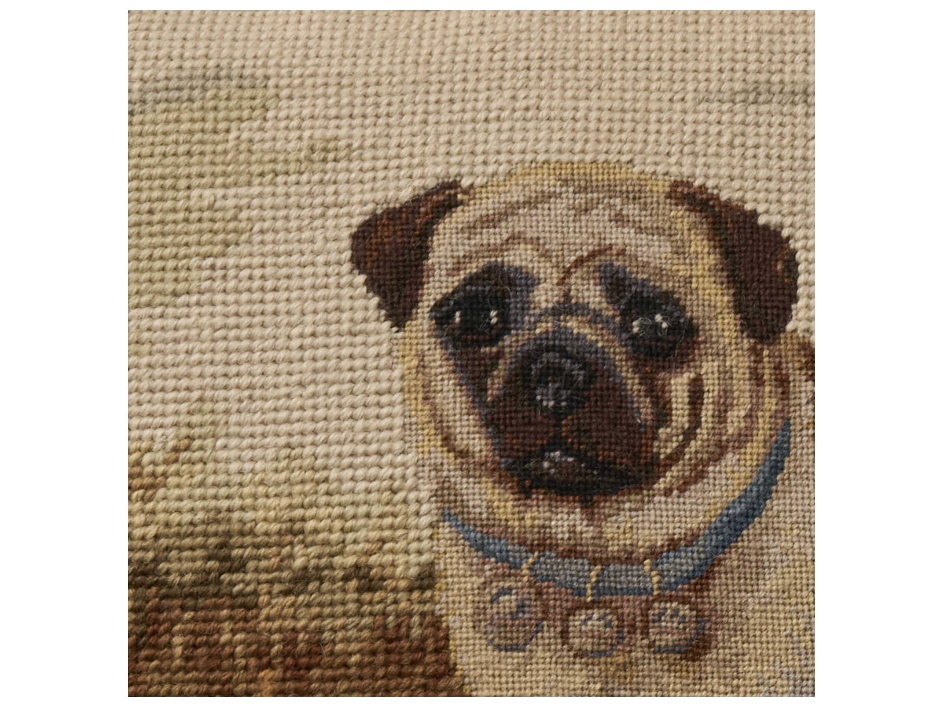 Nourison Mina Victory Vintage Pug Dog 18" x 22" Multicolor Pillow