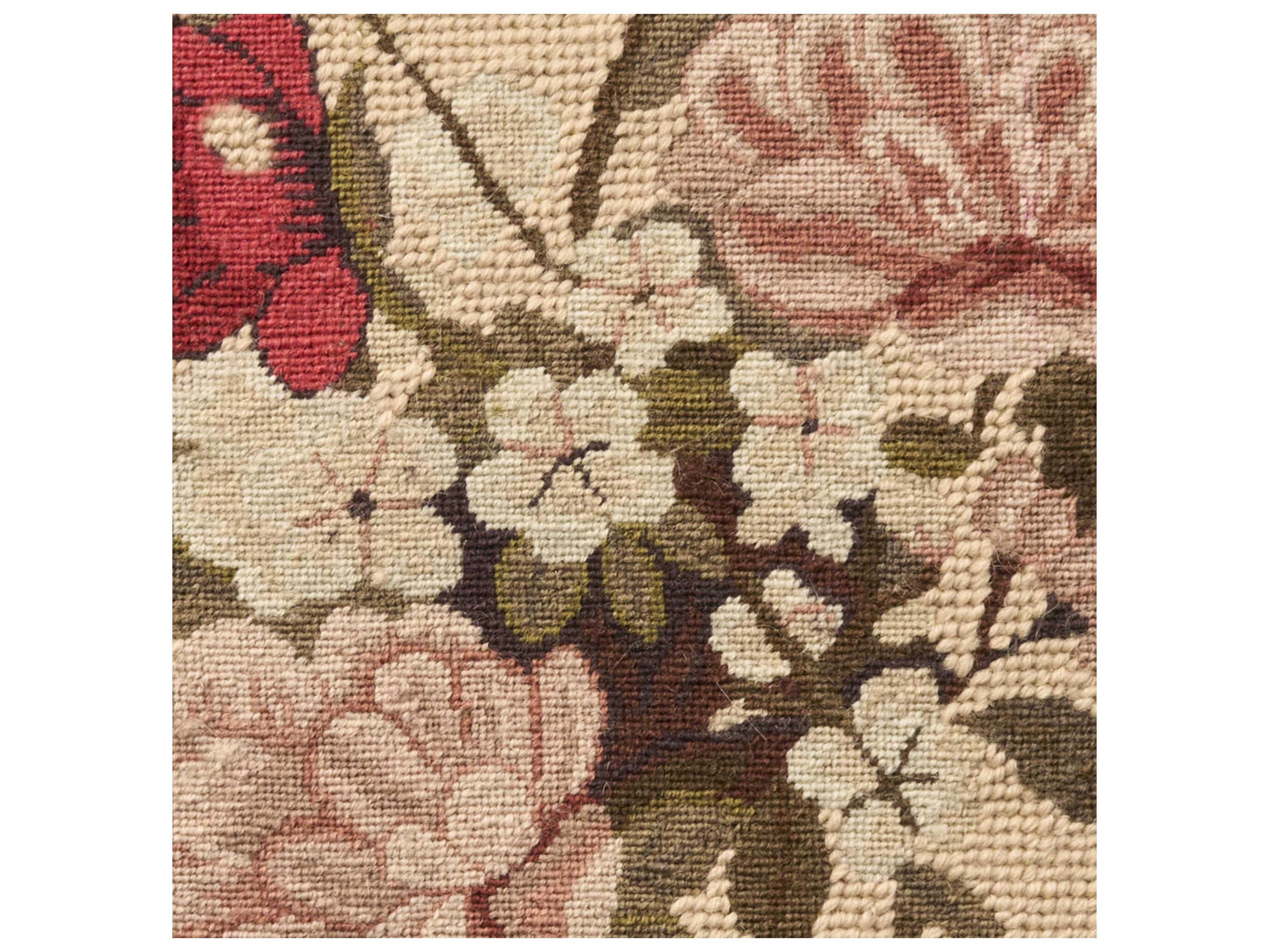 Nourison Mina Victory Vintage Pink Flowers 20" x 20" Beige Pillow