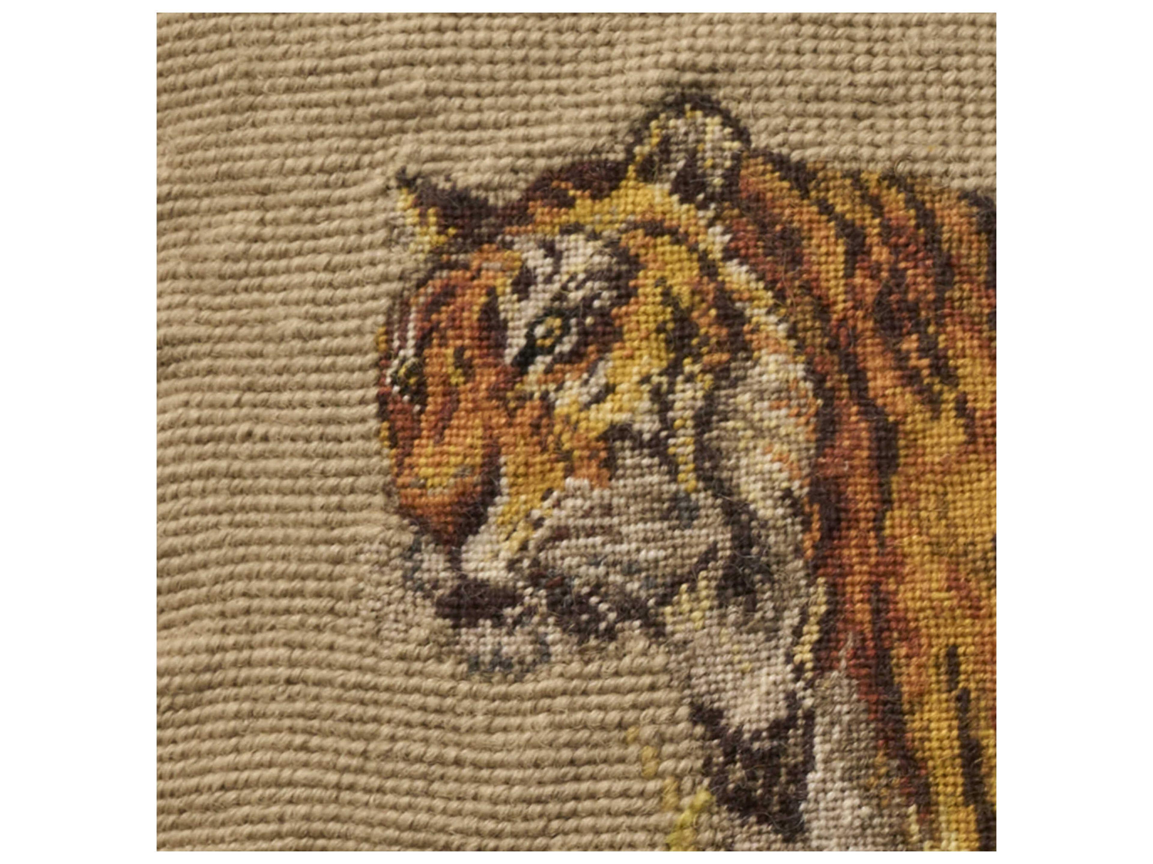 Nourison Mina Victory Vintage Tiger 19" x 23" Beige Pillow
