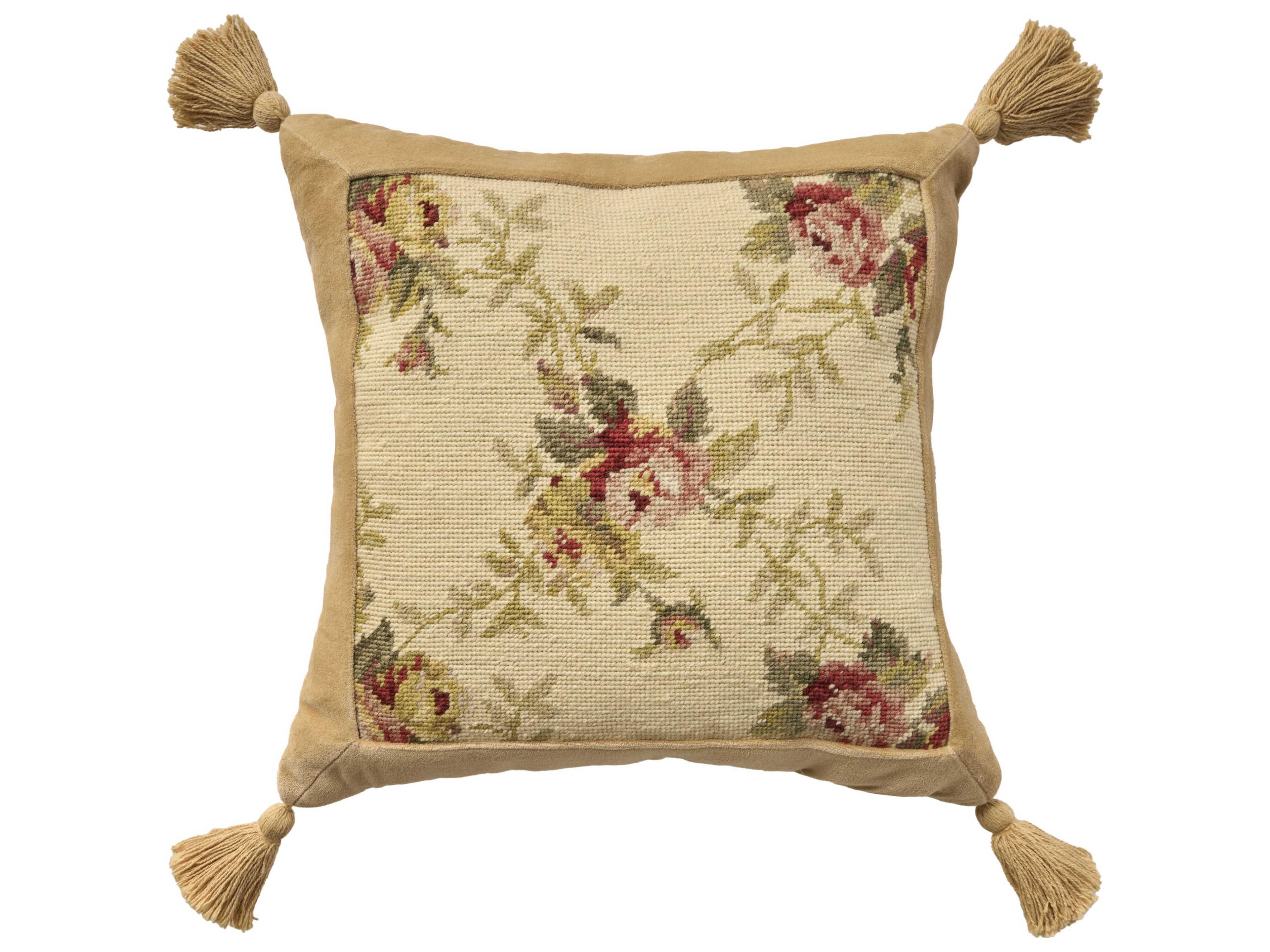 Mina Victory Vintage Rose Trellis 19" x 19" Cream Pillow