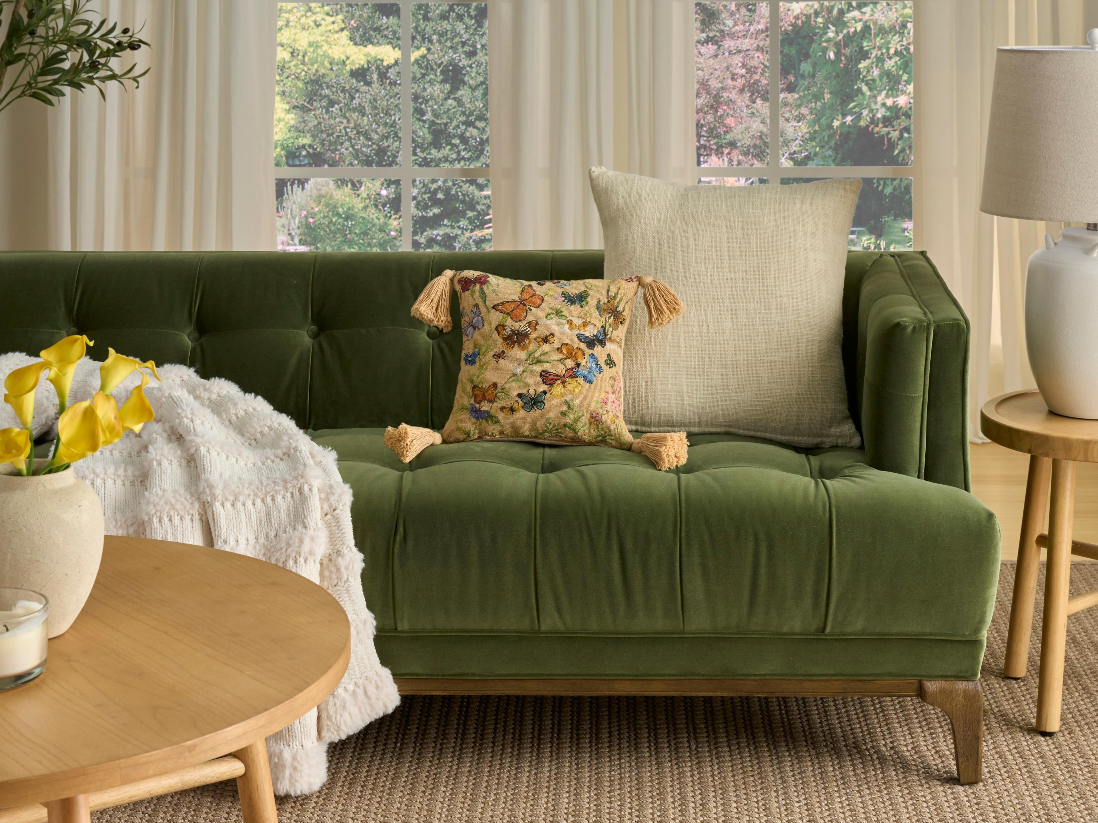 Nourison Mina Victory Vintage Butterflies 12" x 12" Blush Pillow