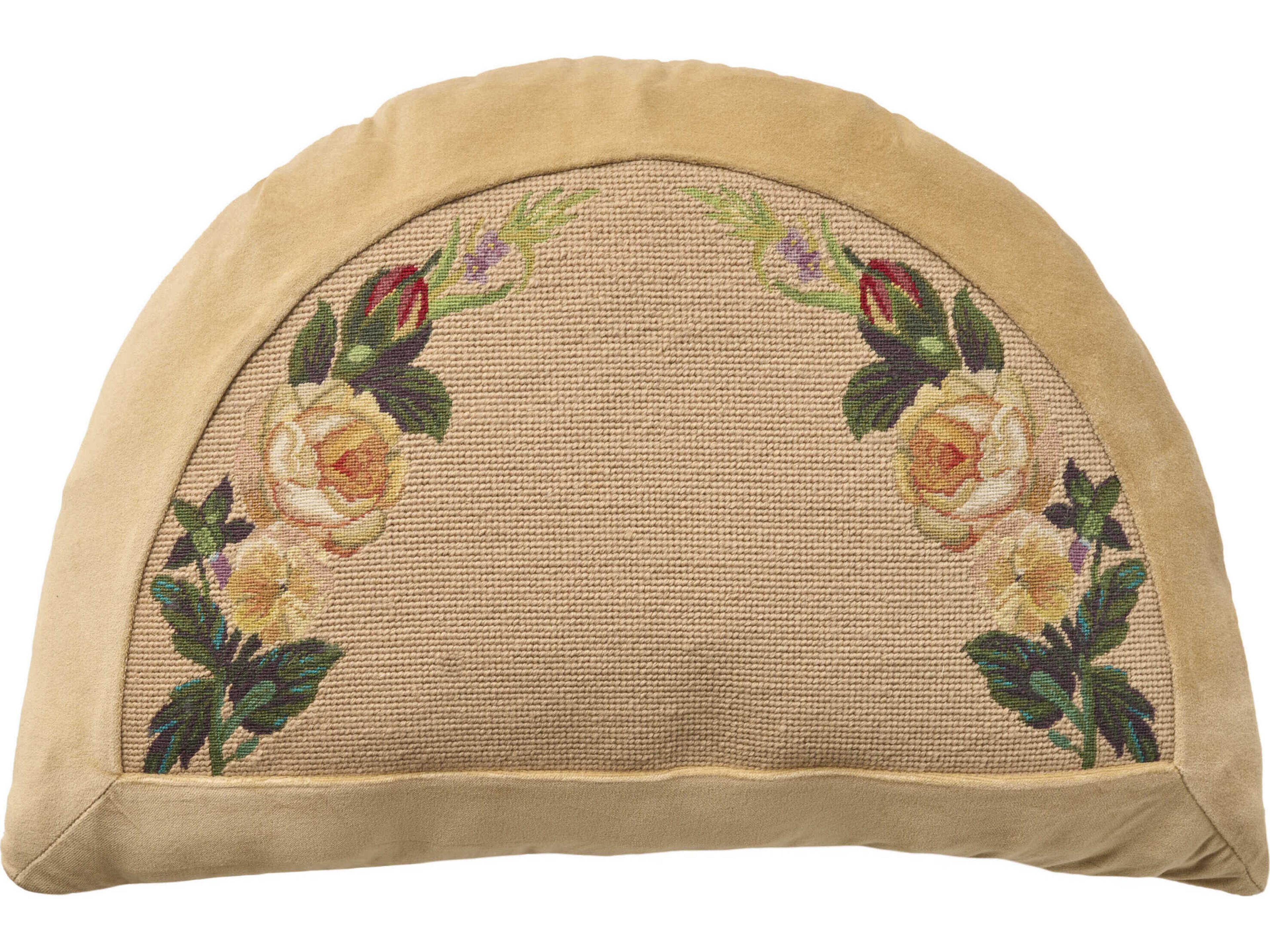 Mina Victory Vintage Rose Border 16" x 24" Beige Pillow