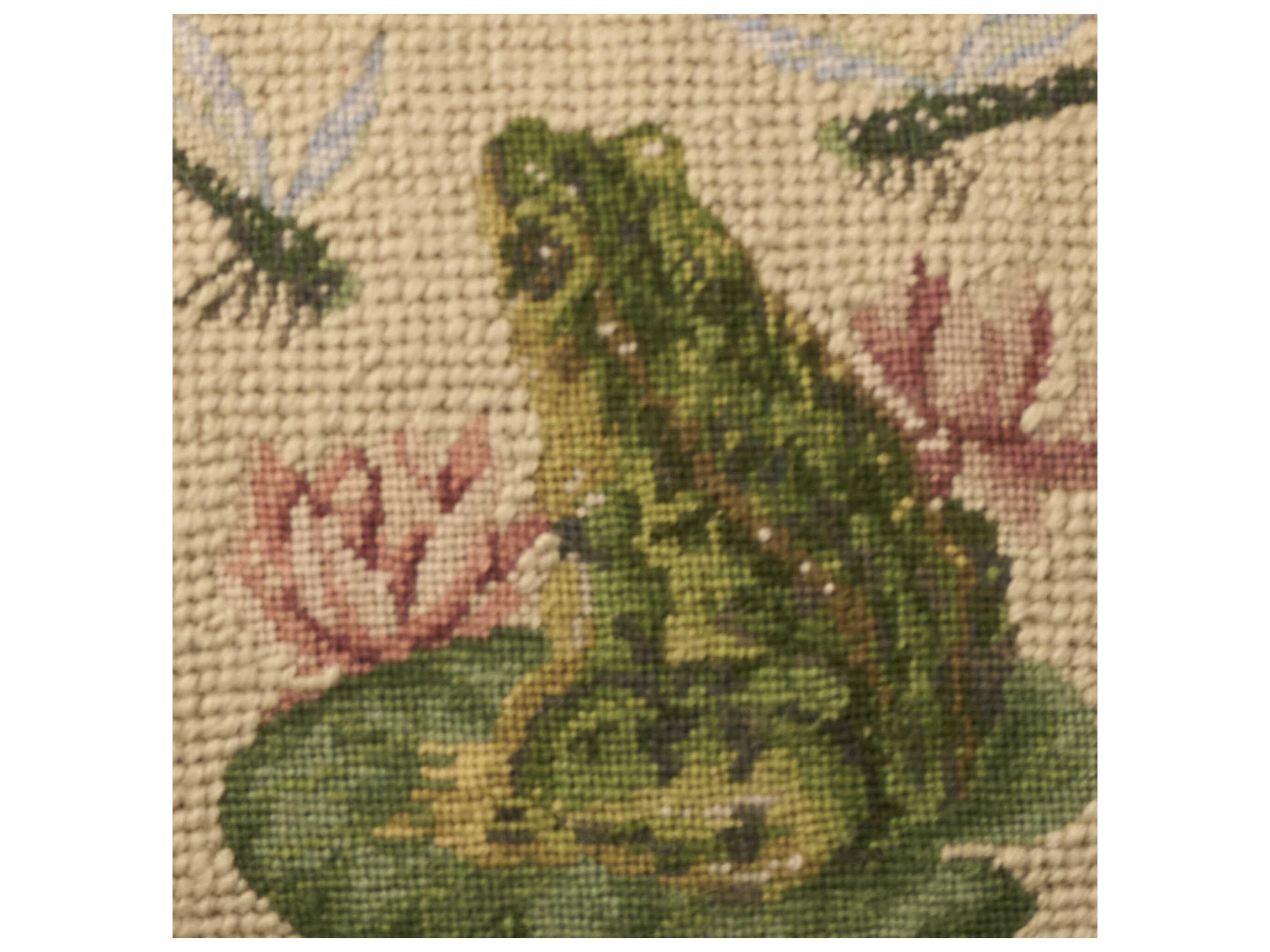 Nourison Mina Victory Vintage Frog 12" x 28" Seafoam Pillow