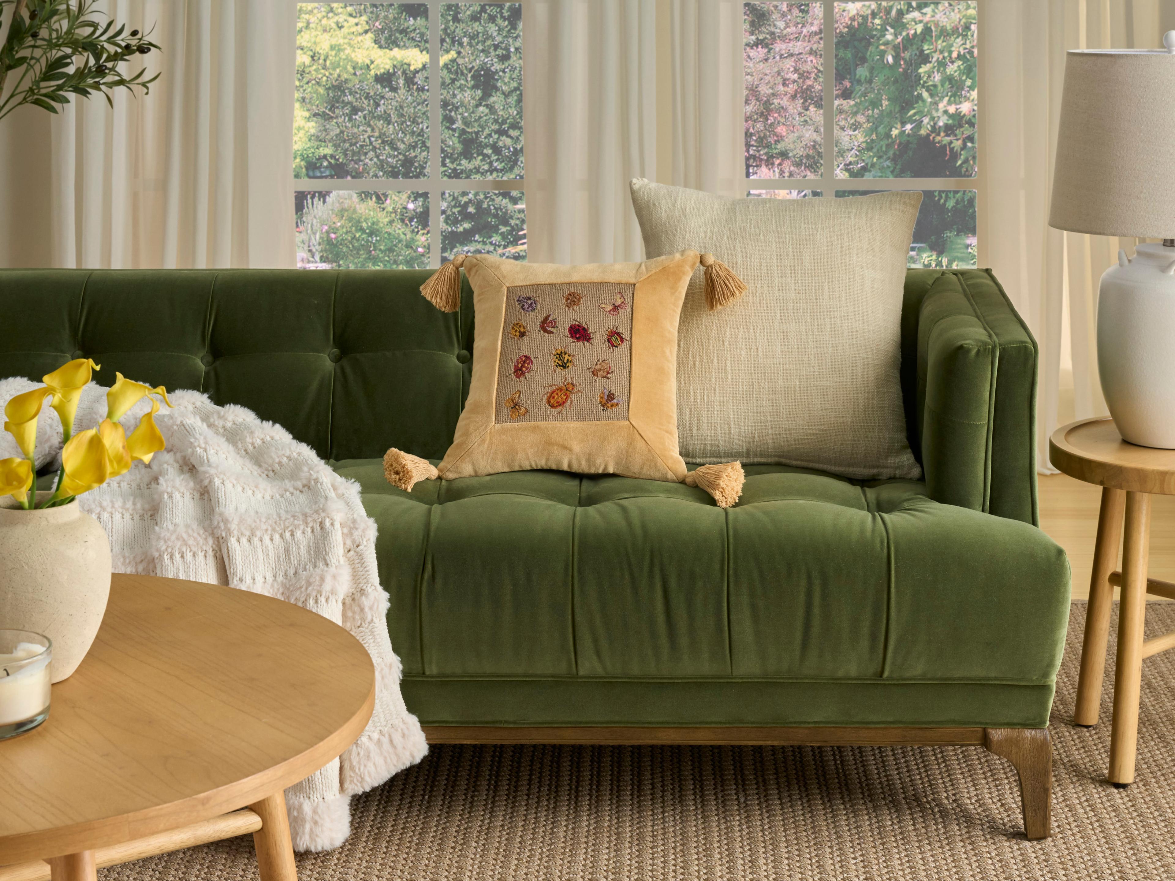 Nourison Mina Victory Vintage Insects 15" x 15" Beige Pillow