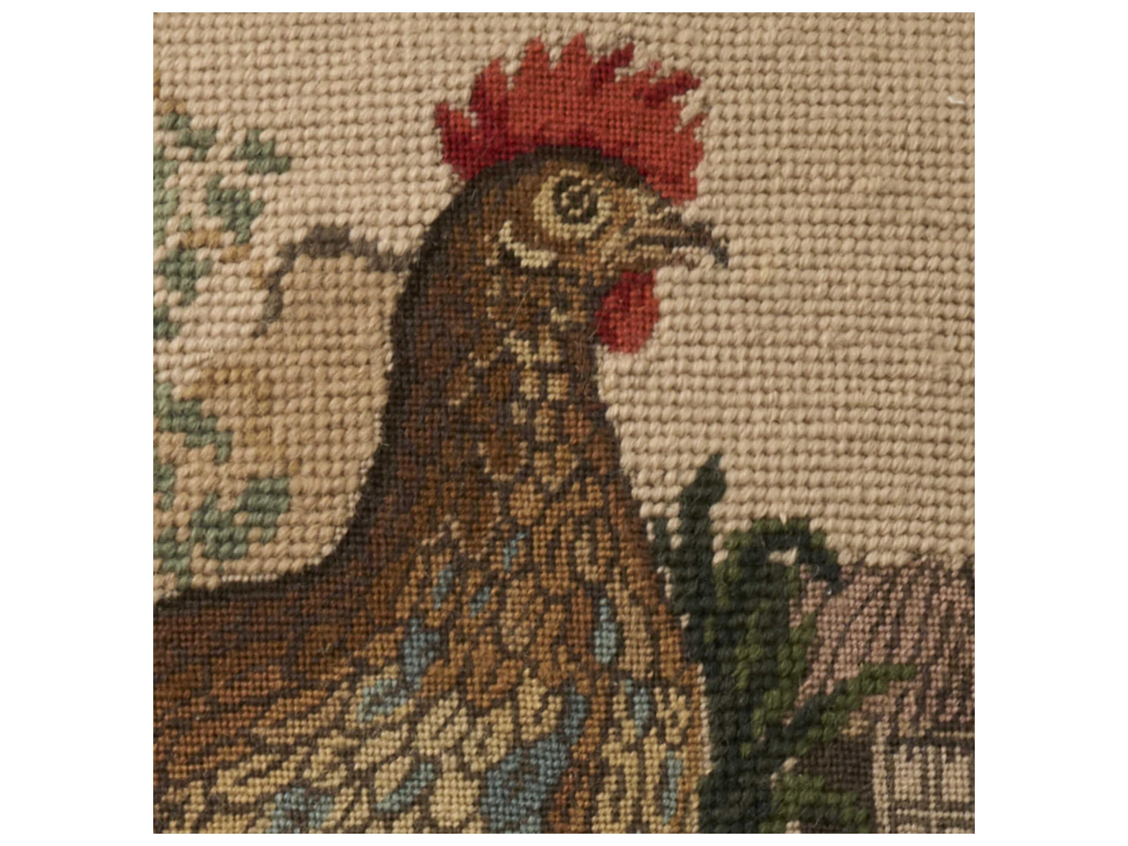 Nourison Mina Victory Vintage Hen 22" x 22" Beige Pillow