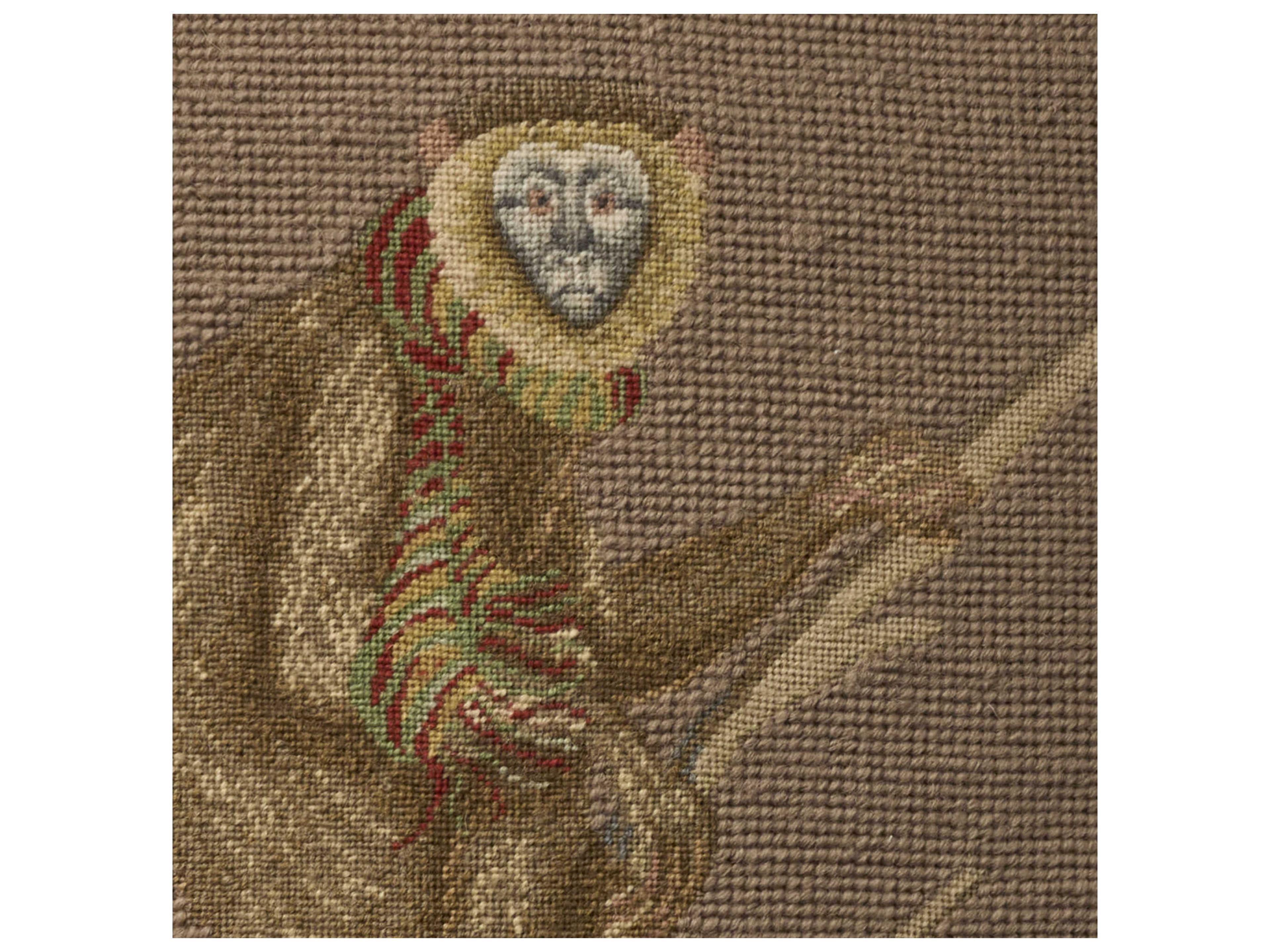 Nourison Mina Victory Vintage Monkey On Branch 19" x 19" Taupe Pillow