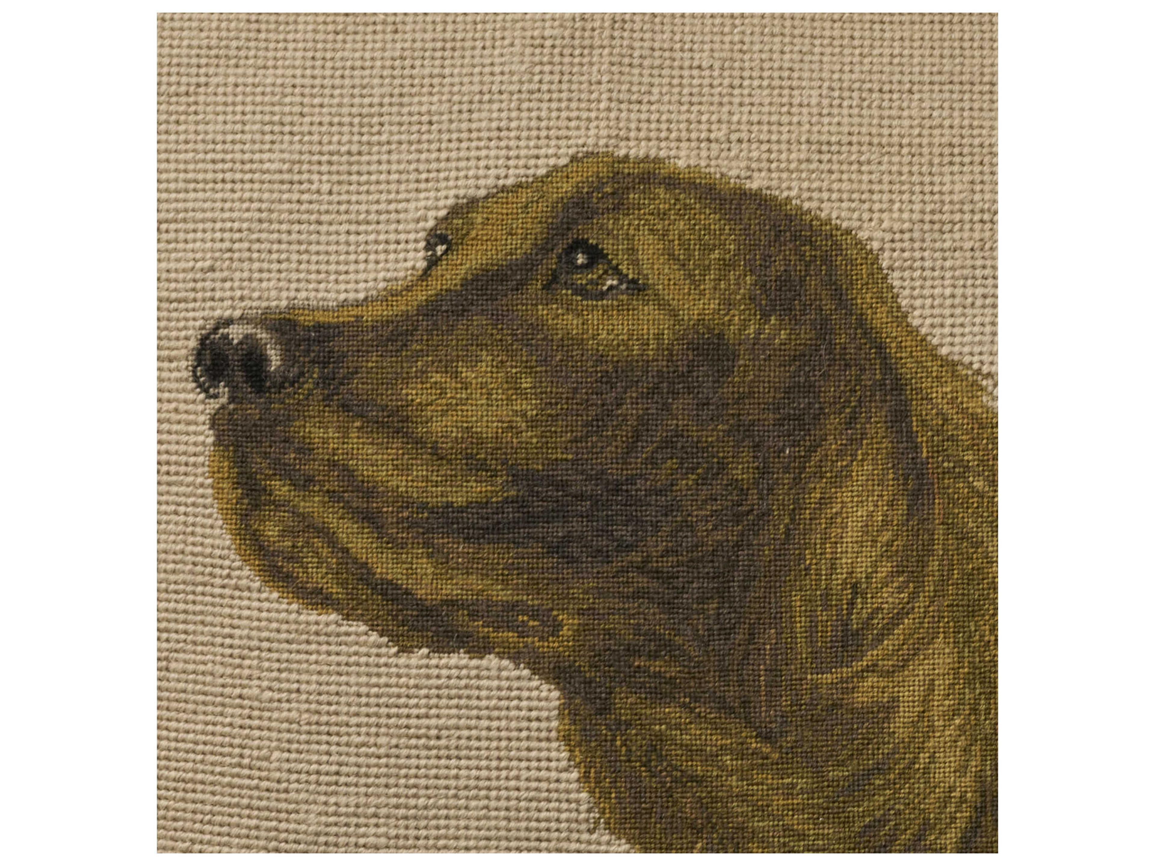 Nourison Mina Victory Vintage Golden Retriever 20" x 20" Beige Pillow