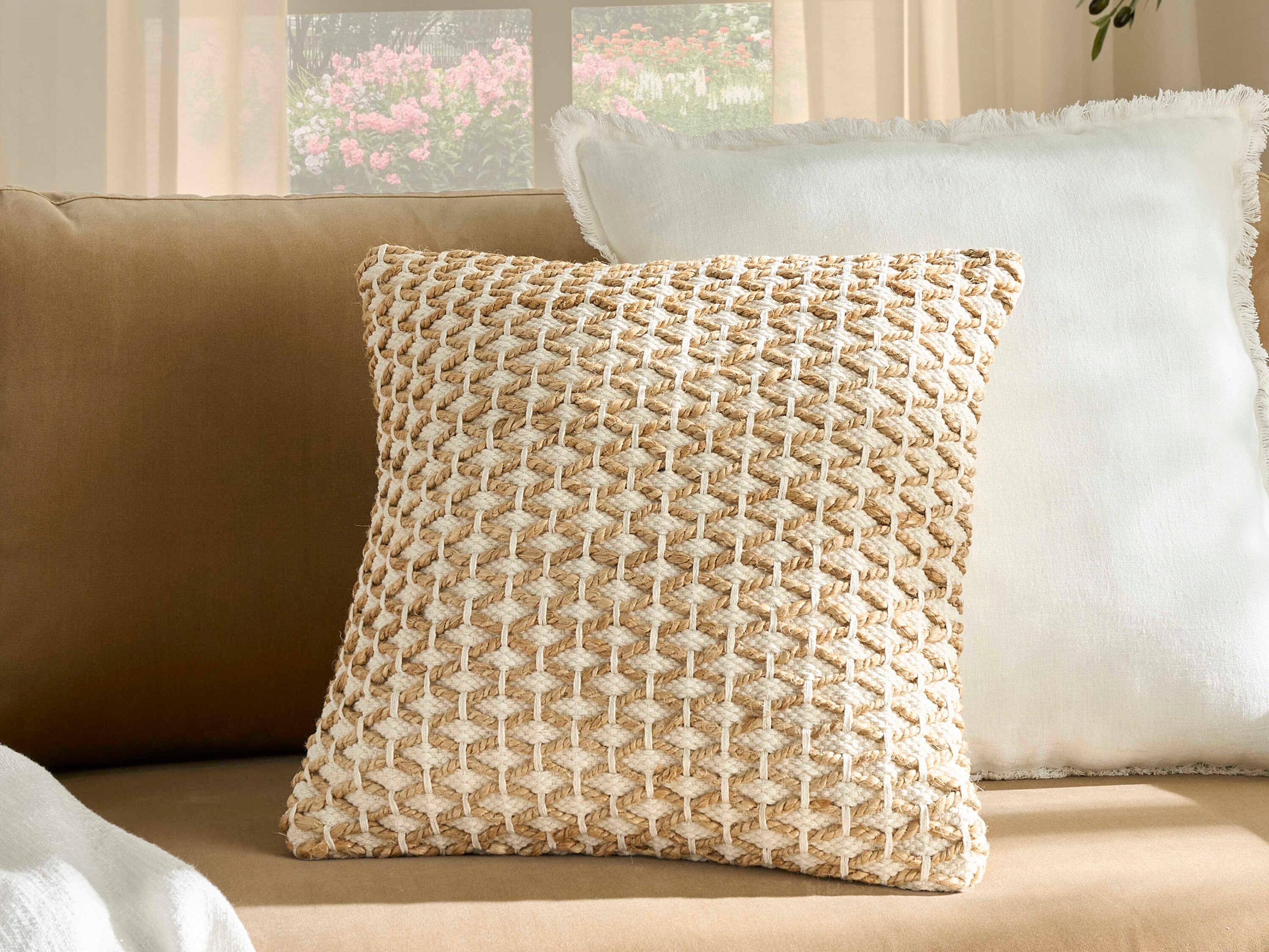 Nourison Lifestyle Jute & Cotton Weave Throw Pillow
