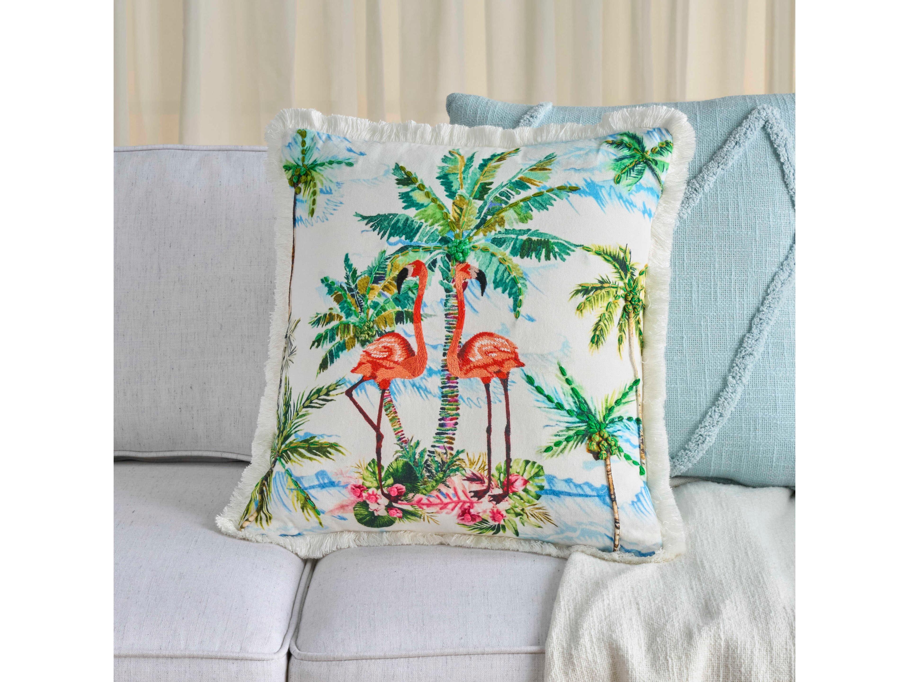 Nourison Mina Victory Coastal Flamingos Pillow