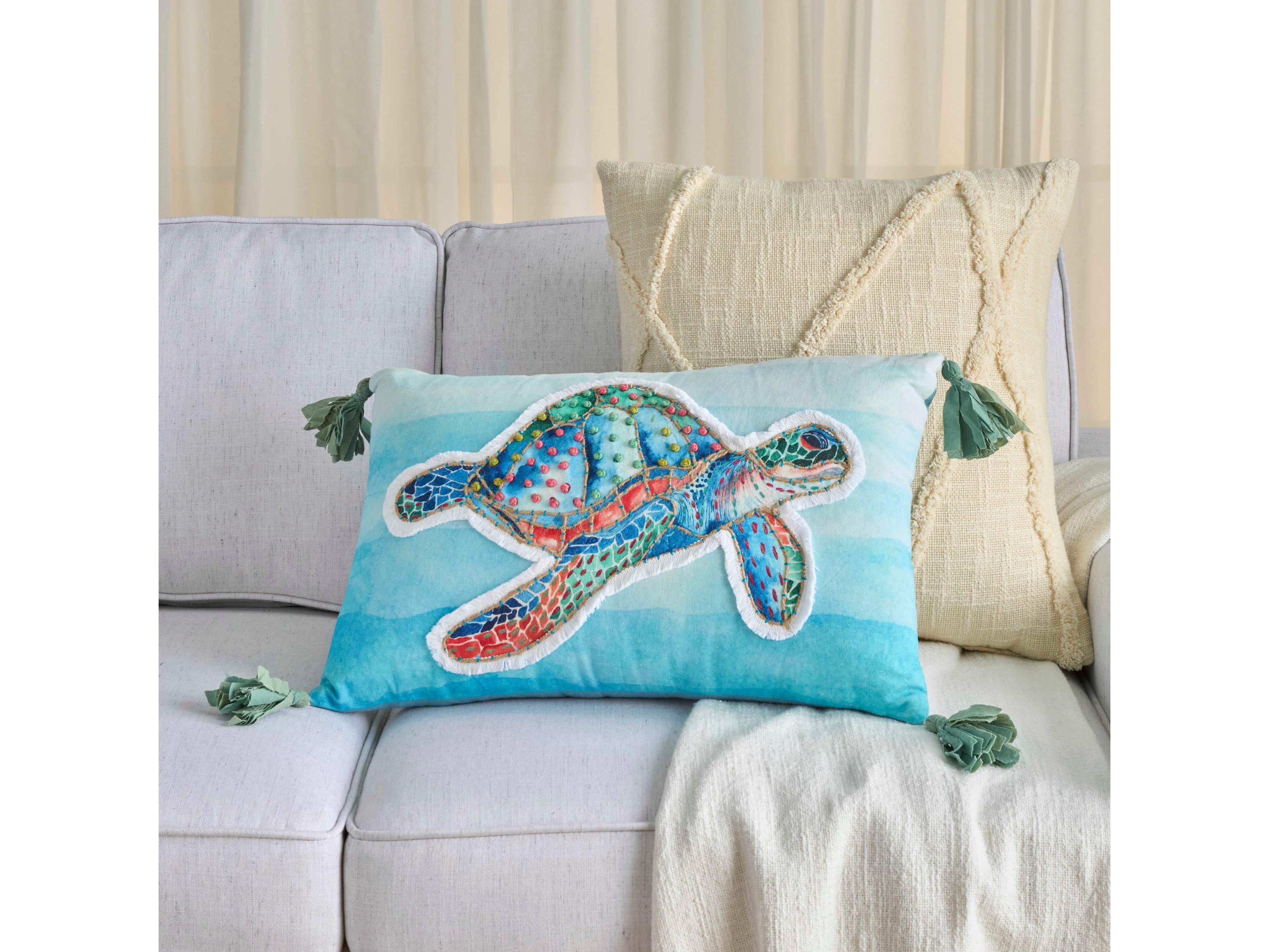Nourison Mina Victory Coastal Embellished S.Turtle Pillow
