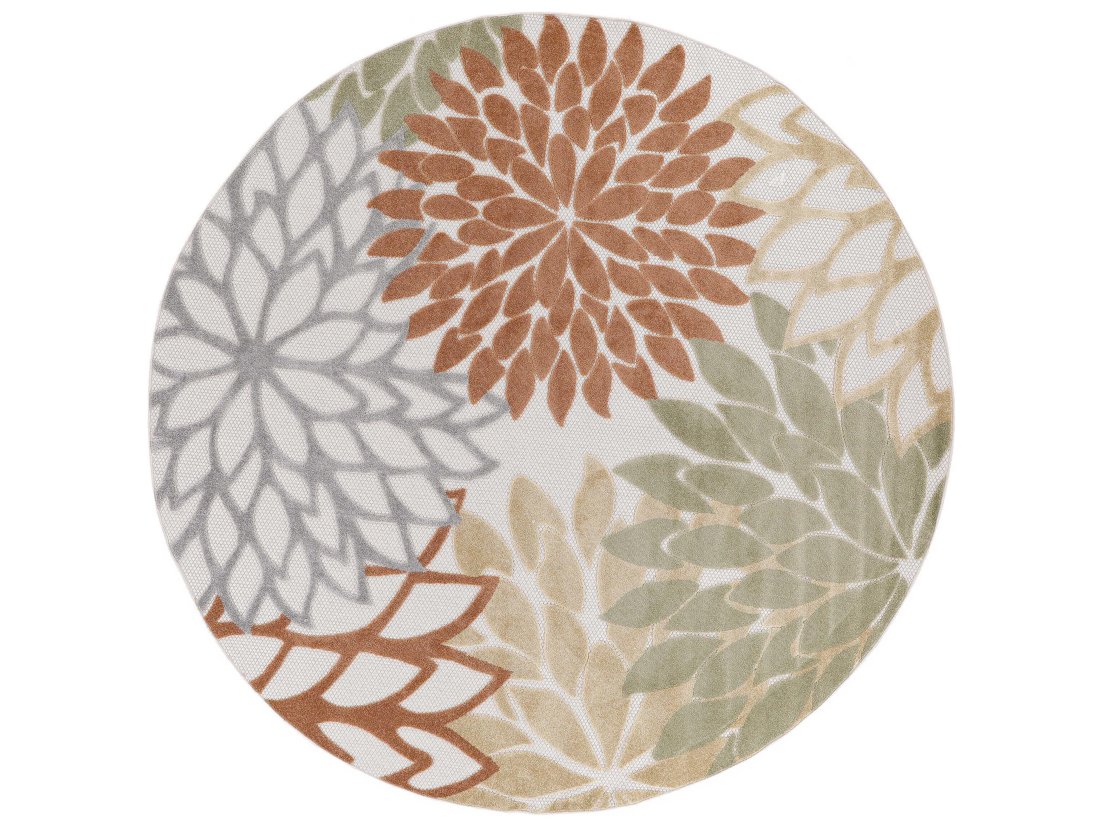 Aloha Round Area Rug Indoor Outdoor Floral