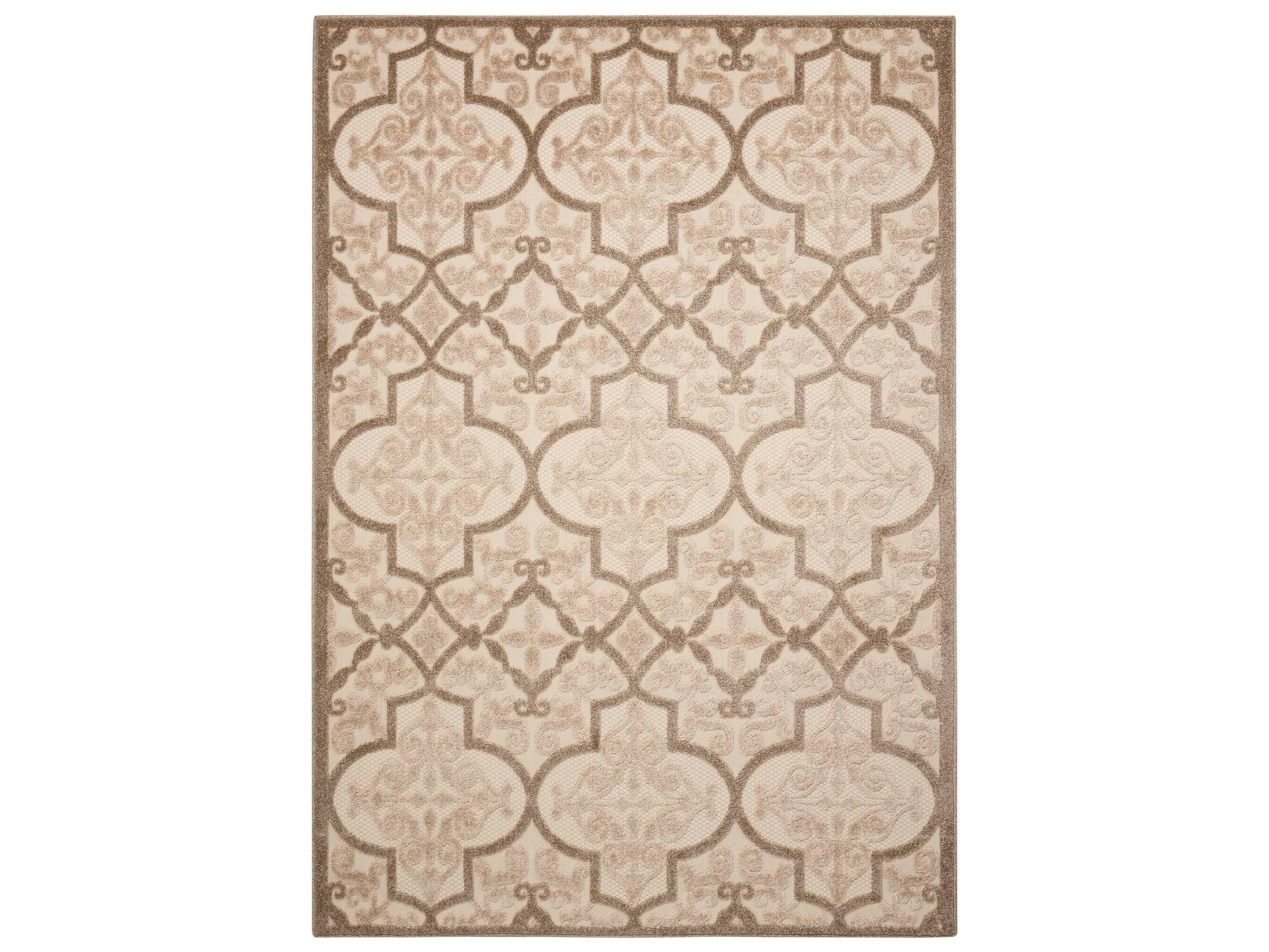 Aloha Indoor Outdoor Area Rug Cream Moroccan Trellis