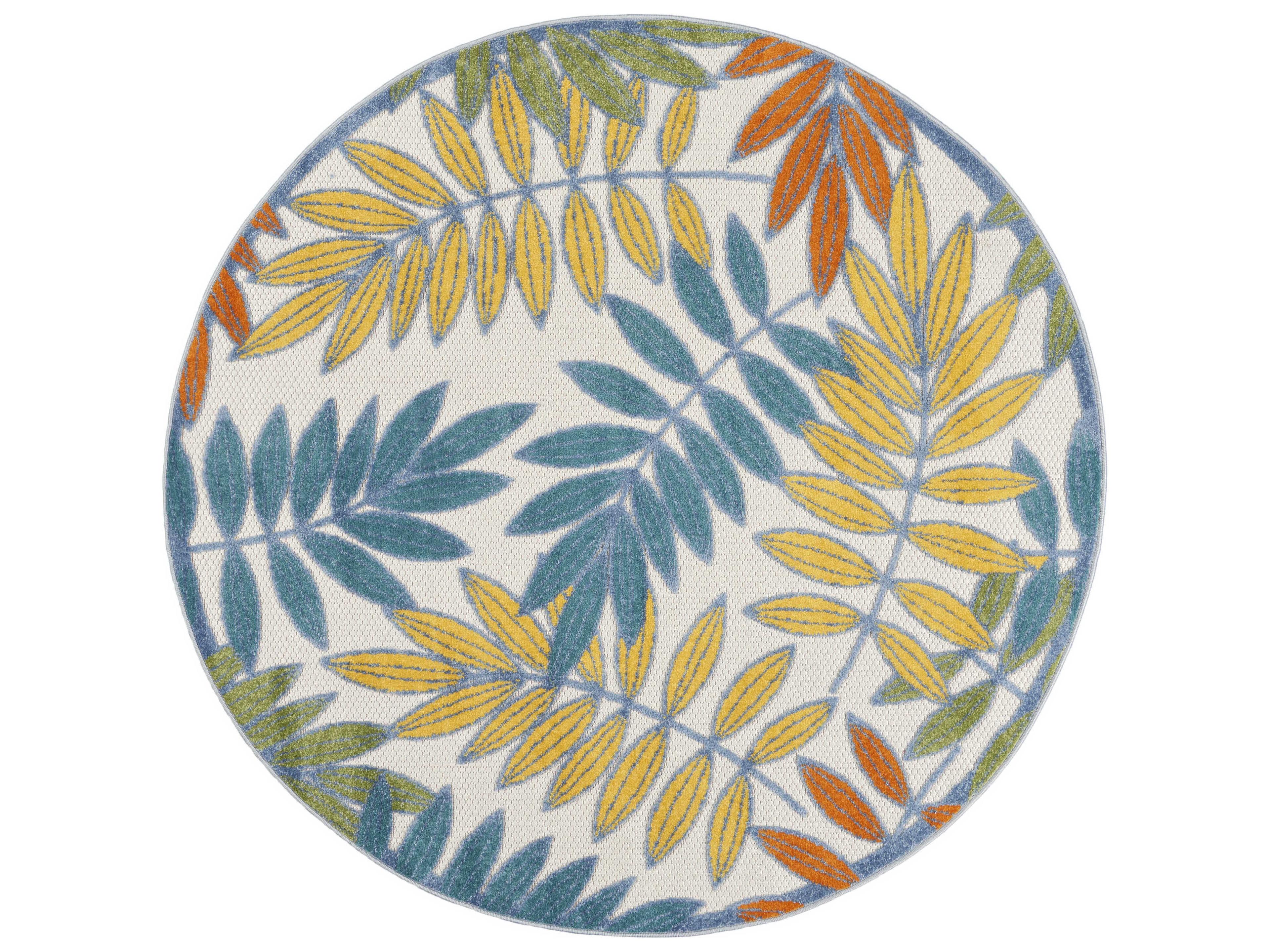Aloha Indoor Outdoor Rug with Floral Leaf Design