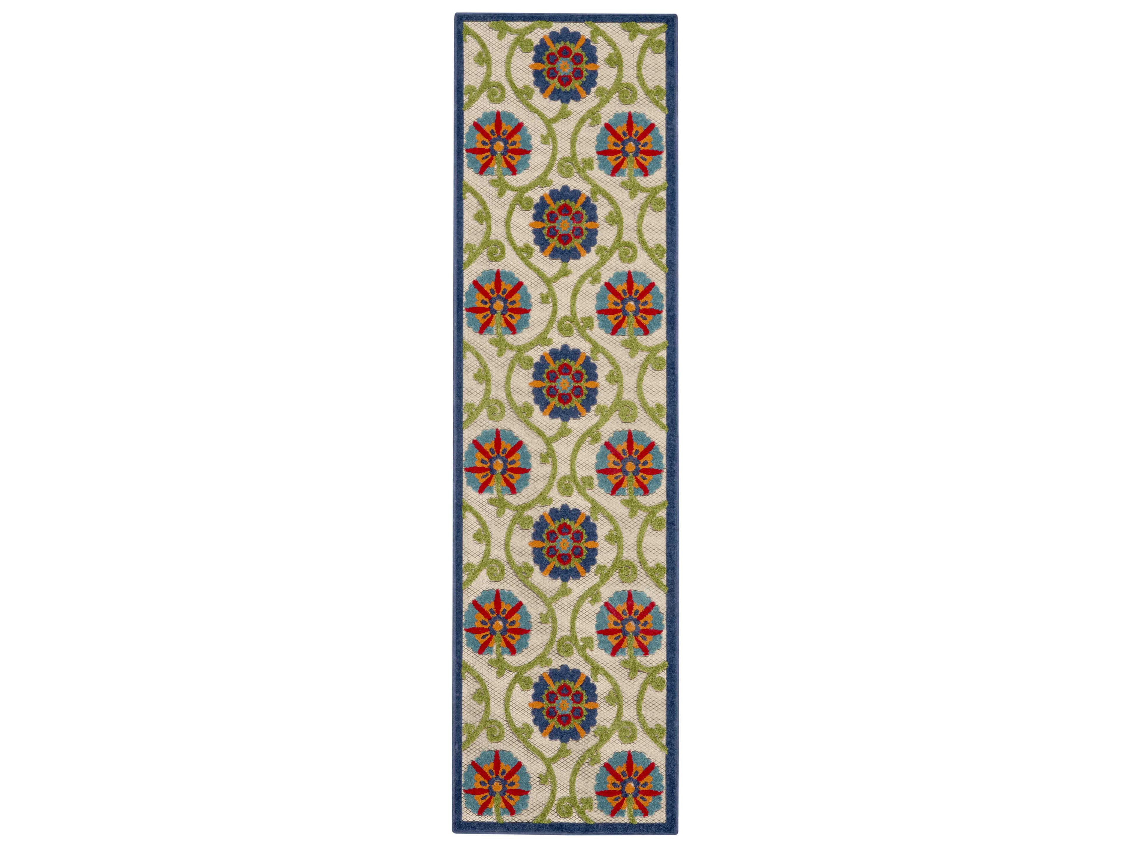Aloha Indoor Outdoor Runner Rug Blue Multicolor Floral